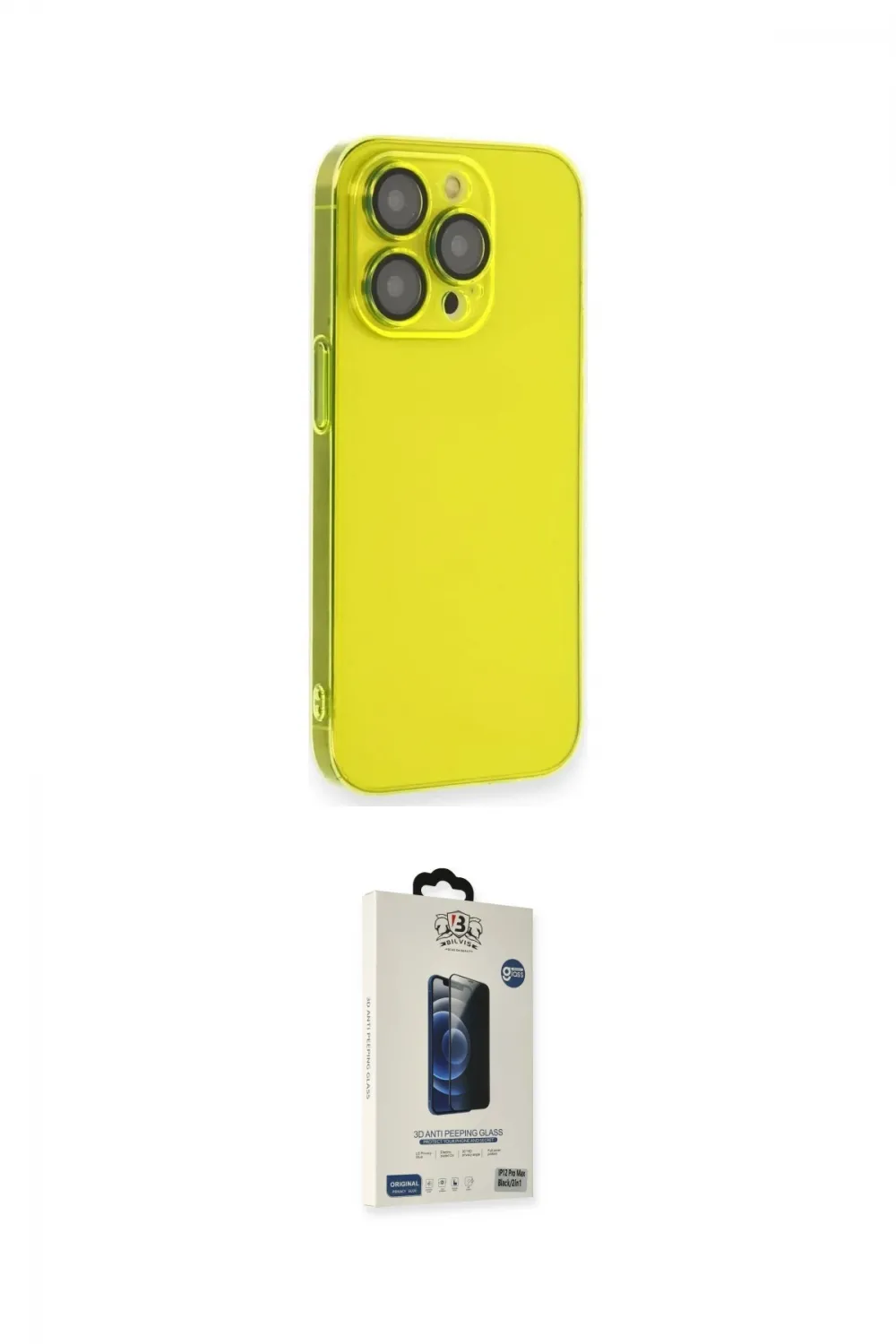 ieg™ iPhone 13 Pro Max Kılıf Siluet Minimal Özel Seri - Siyah Bilvis Hayalet Cam Ekran Koruyucu