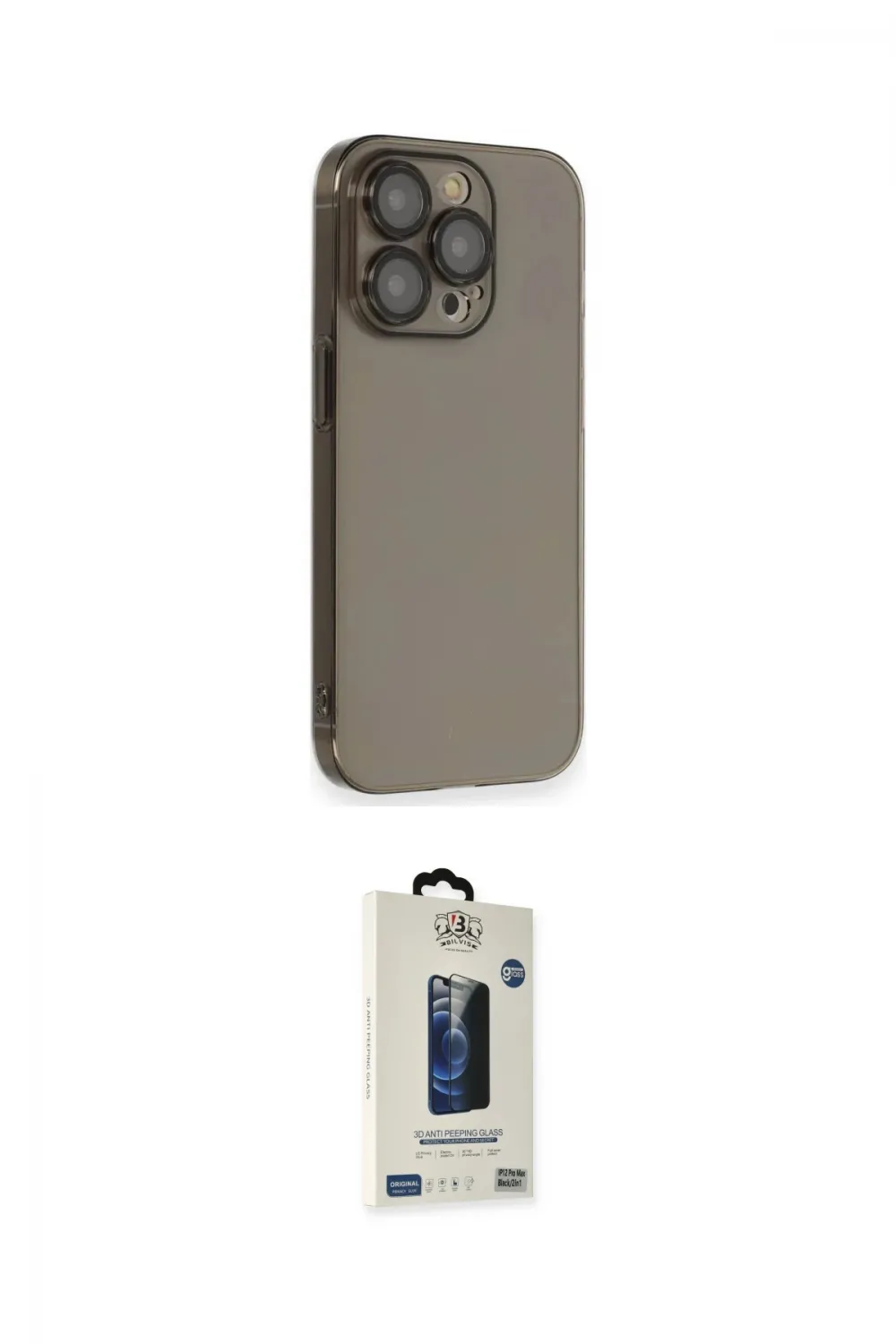 ieg™ iPhone 13 Pro Max Kılıf Siluet Minimal Özel Seri - Siyah Bilvis Hayalet Cam Ekran Koruyucu