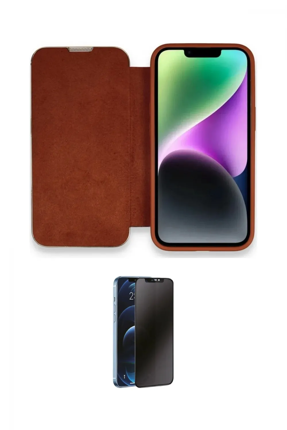 ieg™ iPhone 13 Pro Max Kılıf Siluet Minimal Serisi - Siyah 3D Antistatik Hayalet Cam Ekran Koruyucu