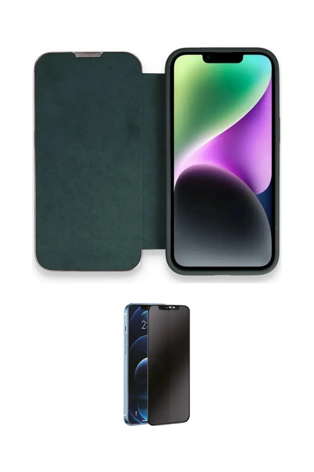 ieg™ iPhone 13 Pro Max Kılıf Siluet Minimal Serisi - Siyah 3D Antistatik Hayalet Cam Ekran Koruyucu