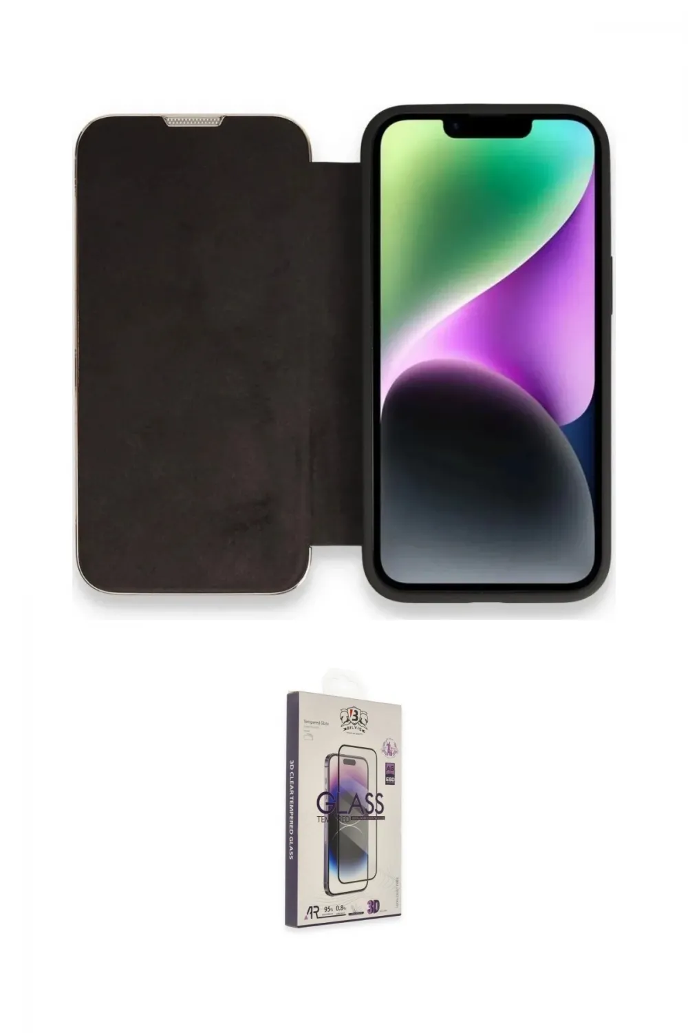 ieg™ iPhone 13 Pro Max Kılıf Siluet Minimal Serisi - Siyah Bilvis 3D Cam Ekran Koruyucu