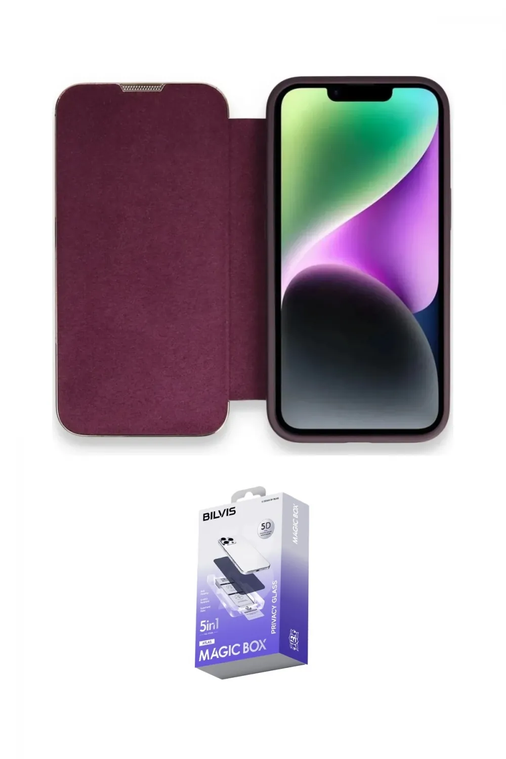 ieg™ iPhone 13 Pro Max Kılıf Siluet Minimal Serisi - Siyah Bilvis 5in1 5D Magic Hayalet Cam Ekran Koruyucu
