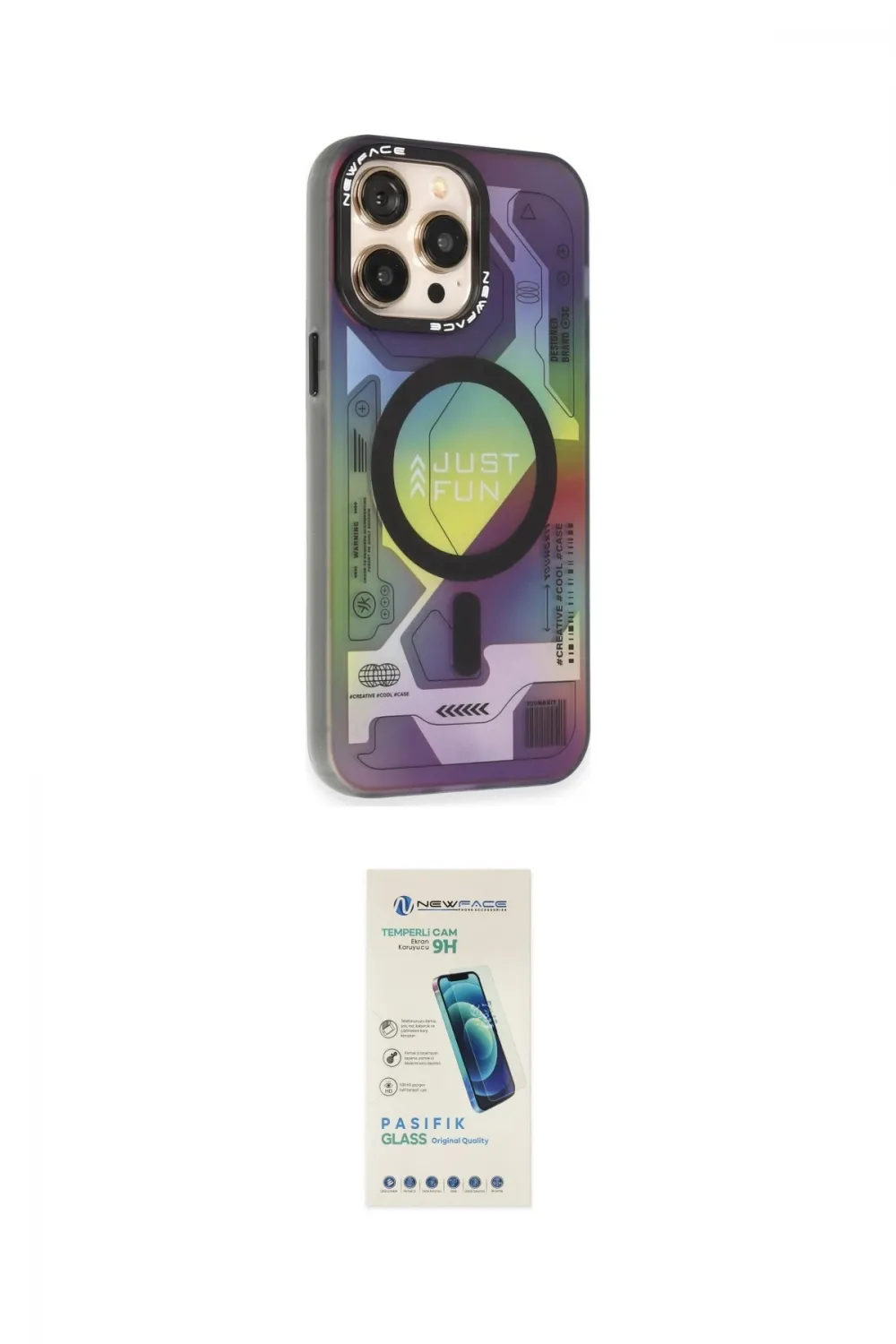 ieg™ iPhone 13 Pro Max Kılıf Siluet Modern Koleksiyonu - Şeffaf Pasifik Cam Ekran Koruyucu
