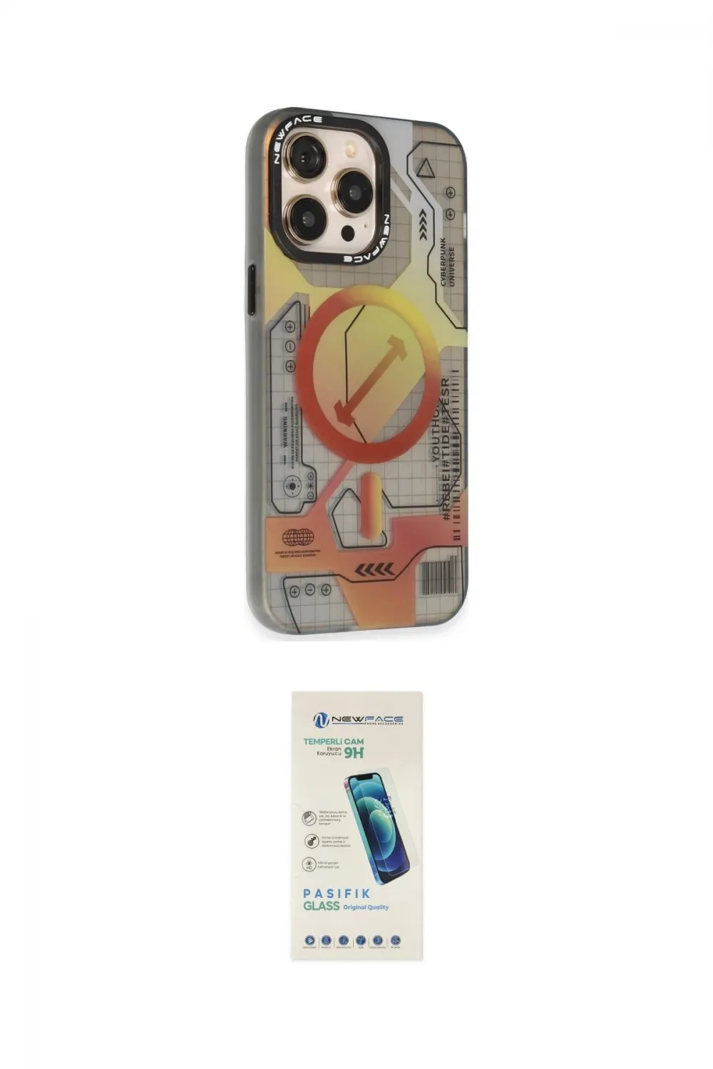 ieg™ iPhone 13 Pro Max Kılıf Siluet Modern Koleksiyonu - Şeffaf Pasifik Cam Ekran Koruyucu