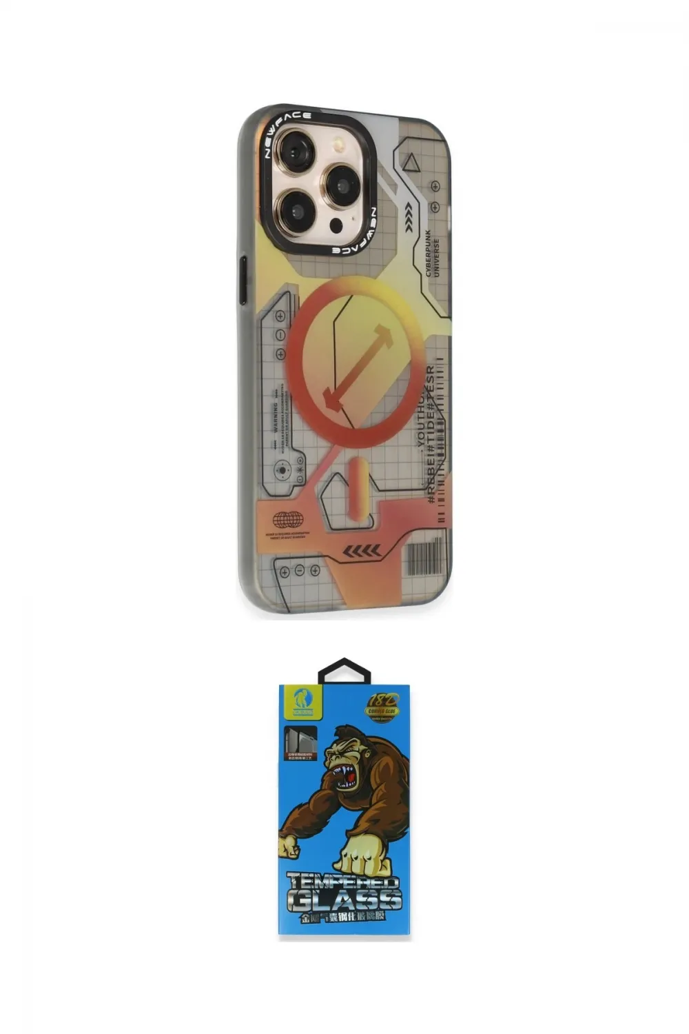 ieg™ iPhone 13 Pro Max Kılıf Siluet Modern Koleksiyonu - Siyah 18D Cam Ekran Koruyucu