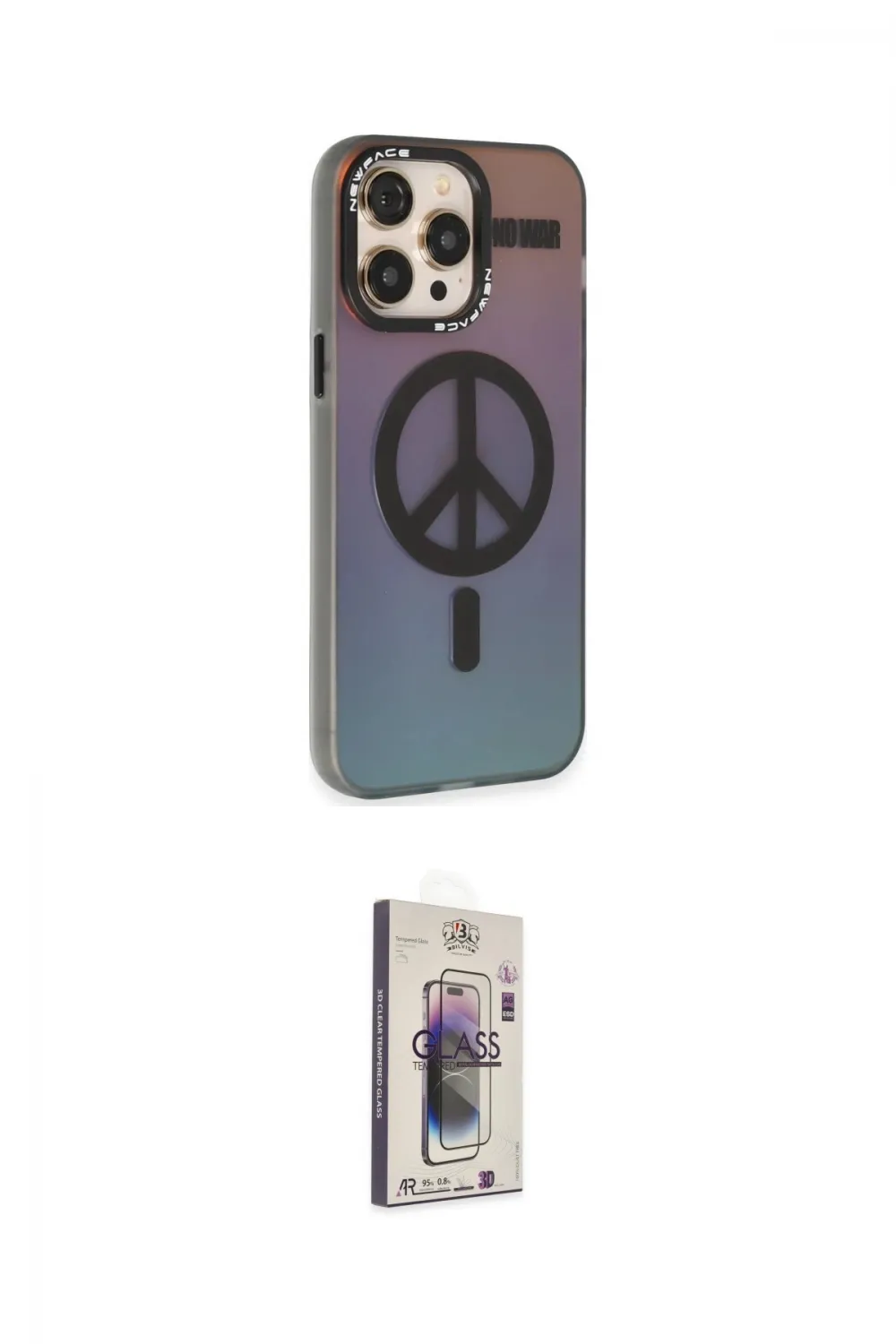 ieg™ iPhone 13 Pro Max Kılıf Siluet Modern Koleksiyonu - Siyah Bilvis 3D Cam Ekran Koruyucu