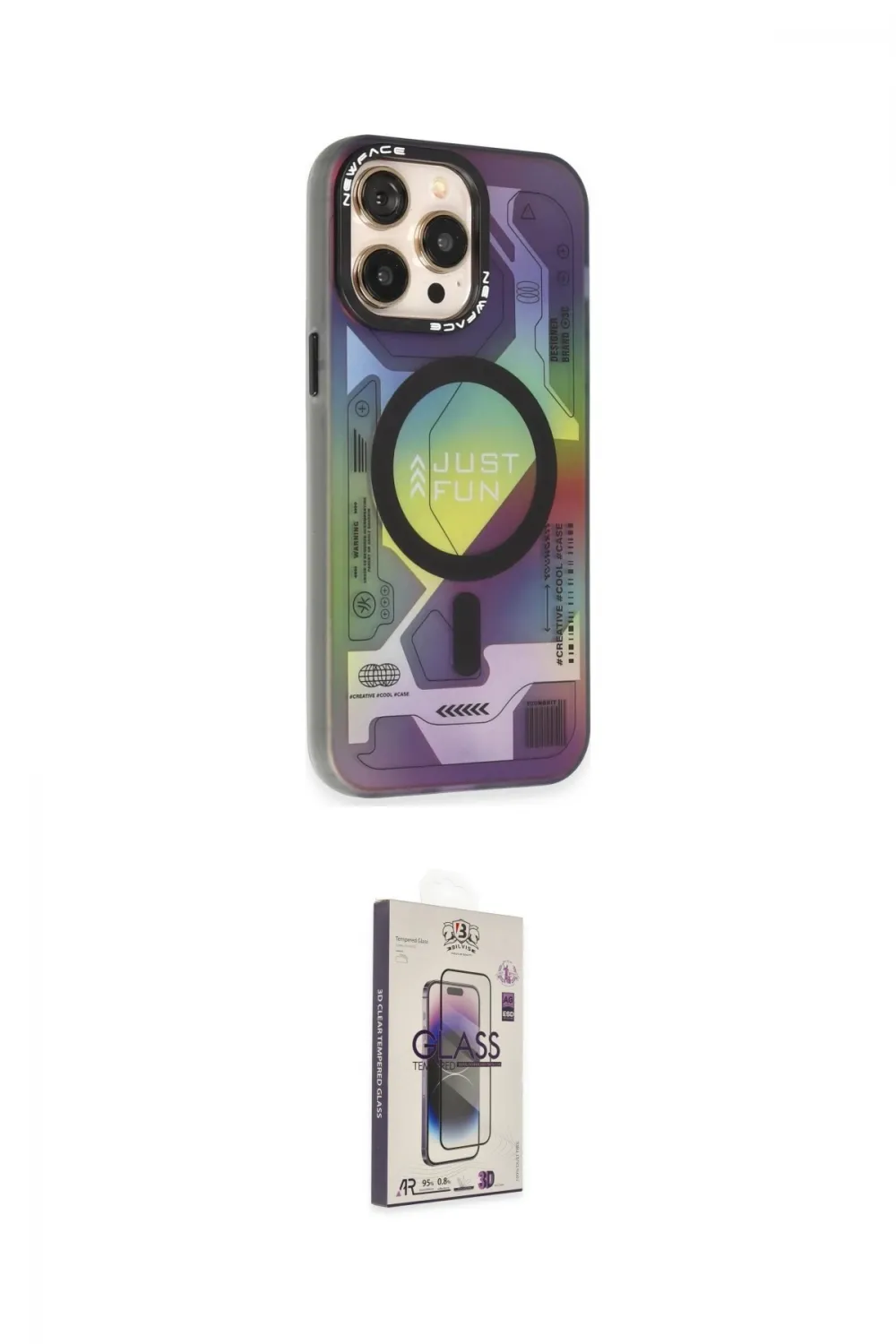 ieg™ iPhone 13 Pro Max Kılıf Siluet Modern Koleksiyonu - Siyah Bilvis 3D Cam Ekran Koruyucu