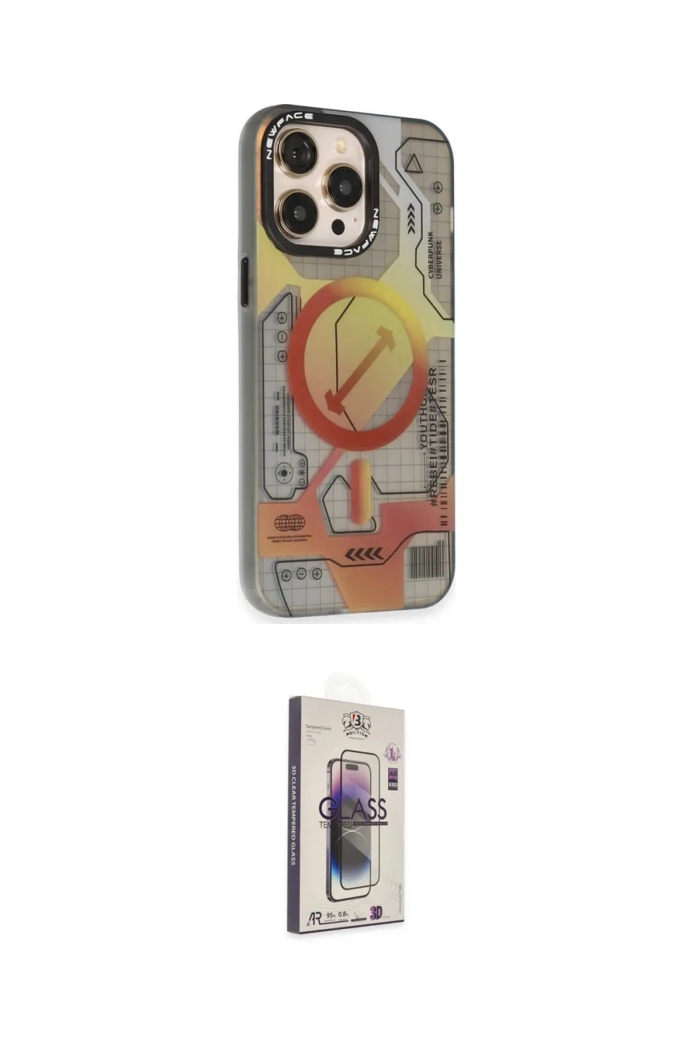 ieg™ iPhone 13 Pro Max Kılıf Siluet Modern Koleksiyonu - Siyah Bilvis 3D Cam Ekran Koruyucu