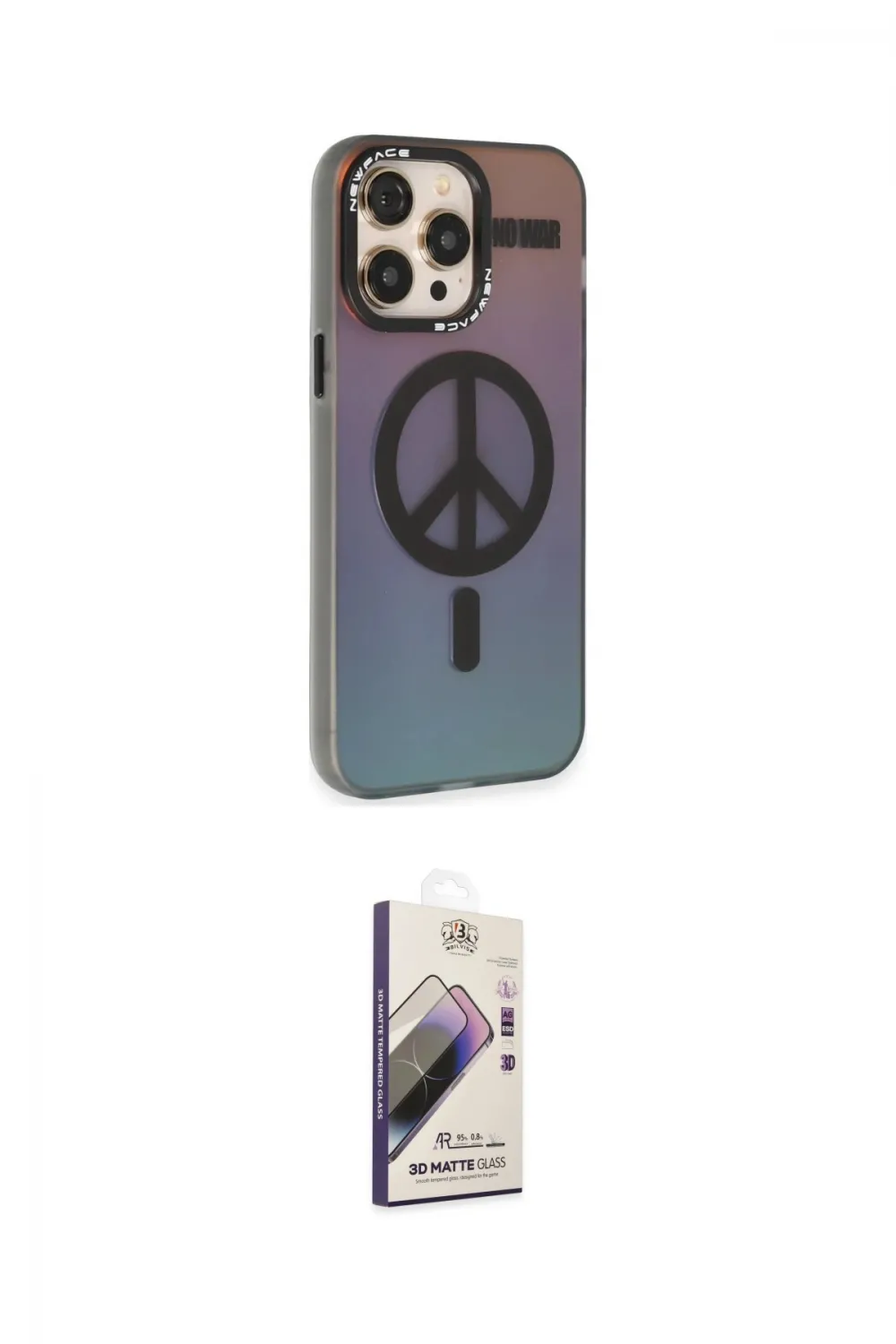ieg™ iPhone 13 Pro Max Kılıf Siluet Modern Koleksiyonu - Siyah Bilvis 3D Mat Cam Ekran Koruyucu