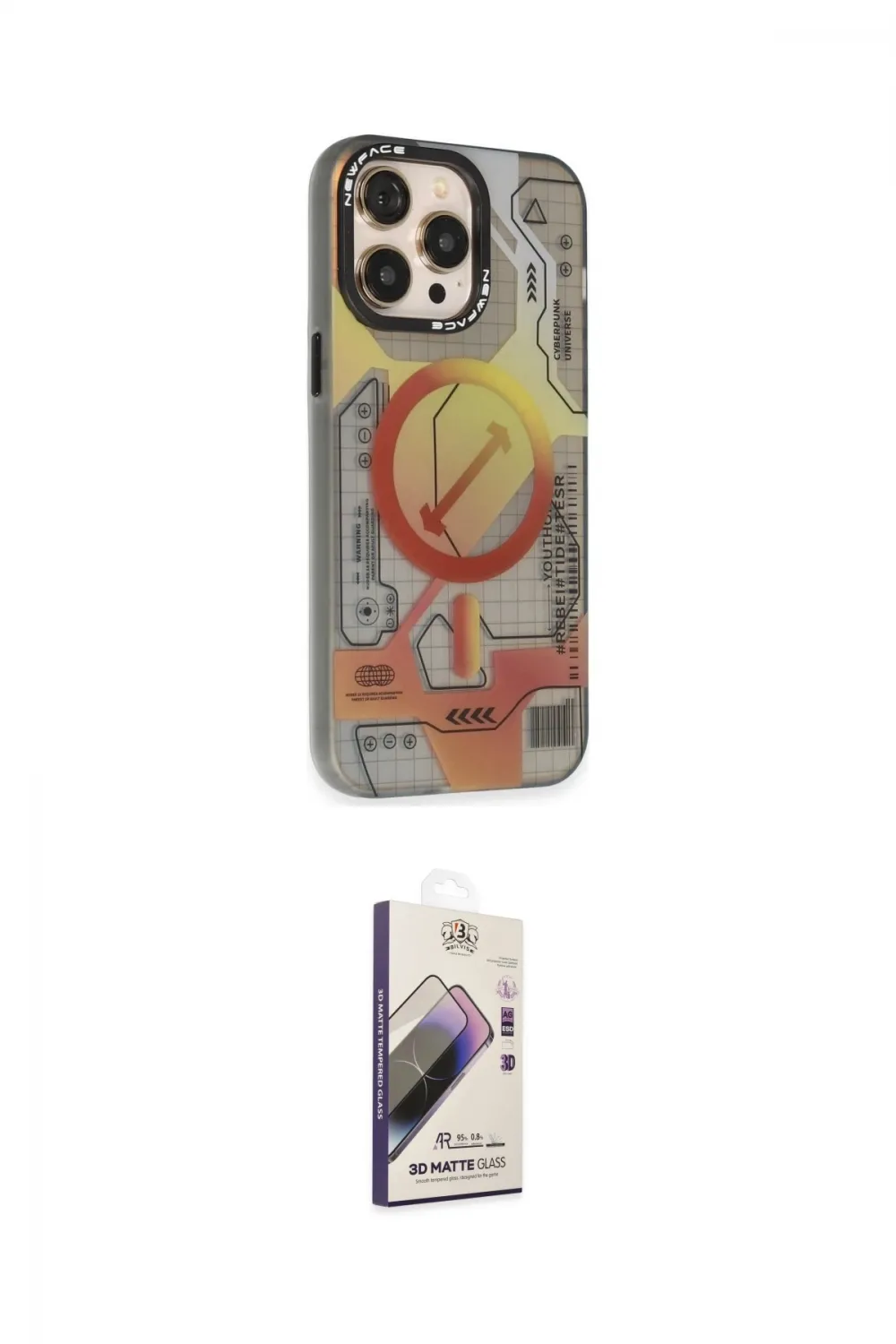 ieg™ iPhone 13 Pro Max Kılıf Siluet Modern Koleksiyonu - Siyah Bilvis 3D Mat Cam Ekran Koruyucu