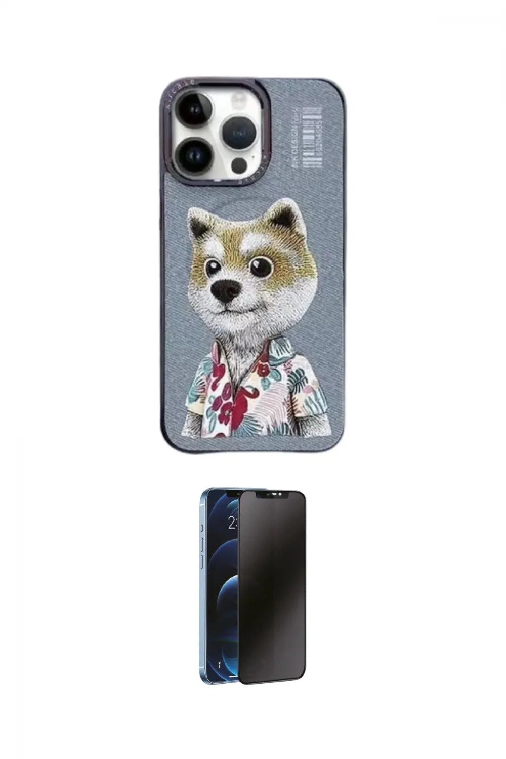 ieg™ iPhone 13 Pro Max Kılıf Siluet Modern Özel Seri - Siyah 3D Antistatik Hayalet Cam Ekran Koruyucu