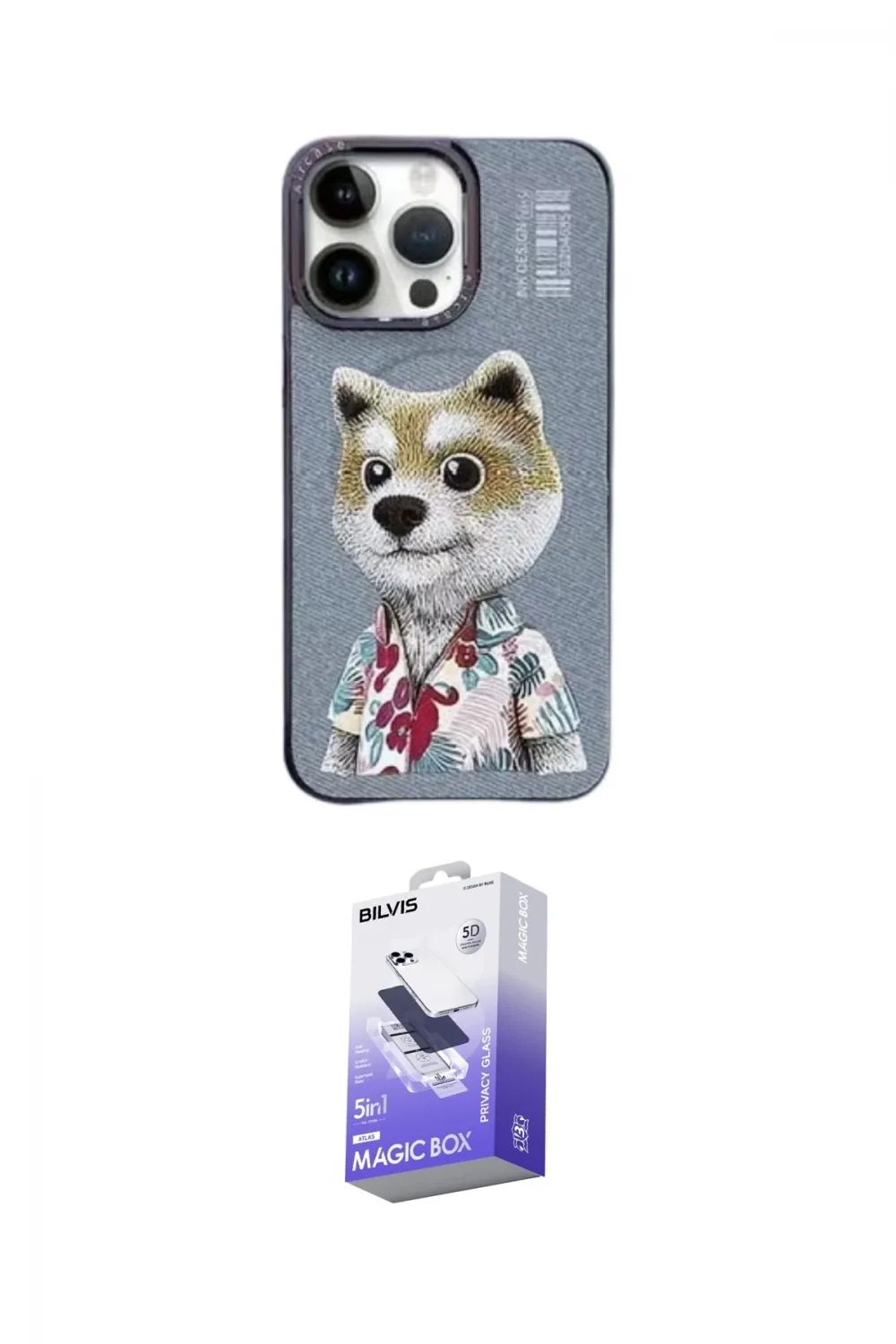 ieg™ iPhone 13 Pro Max Kılıf Siluet Modern Özel Seri - Siyah Bilvis 5in1 5D Magic Hayalet Cam Ekran Koruyucu