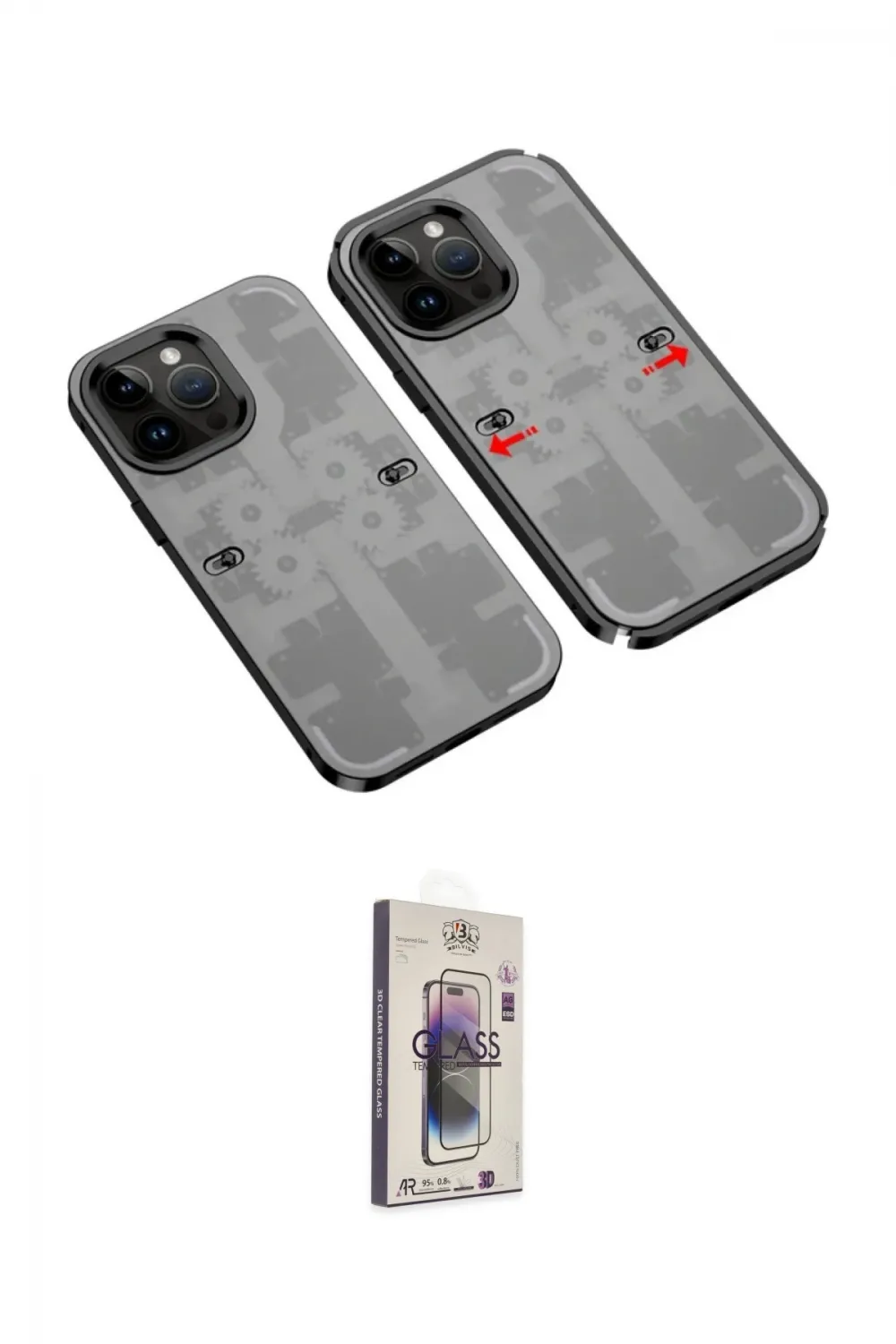 ieg™ iPhone 13 Pro Max Kılıf Ufuk Doku Prime - Siyah Bilvis 3D Cam Ekran Koruyucu