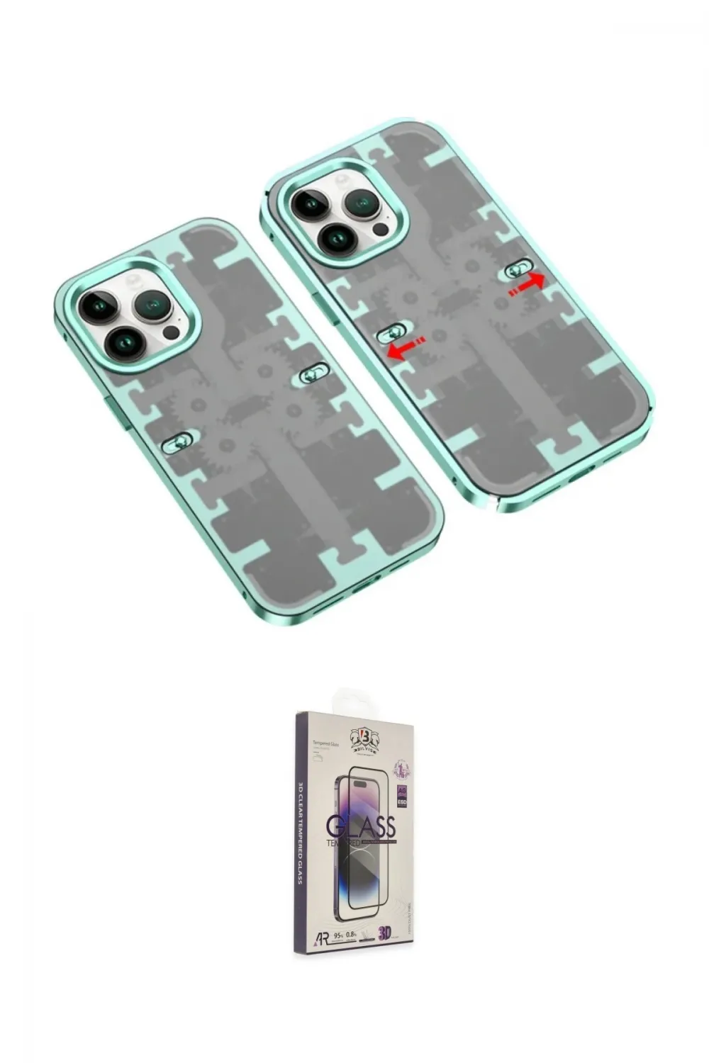 ieg™ iPhone 13 Pro Max Kılıf Ufuk Doku Prime - Siyah Bilvis 3D Cam Ekran Koruyucu