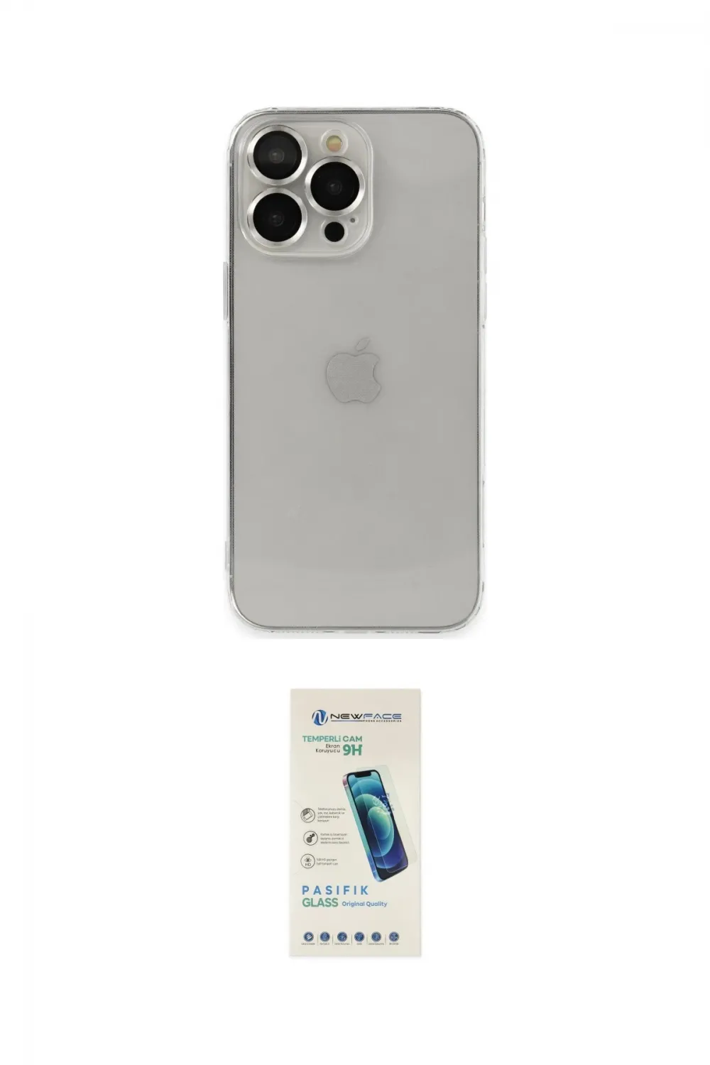 ieg™ iPhone 13 Pro Max Kılıf Ufuk Minimal Özel Seri - Şeffaf Pasifik Cam Ekran Koruyucu