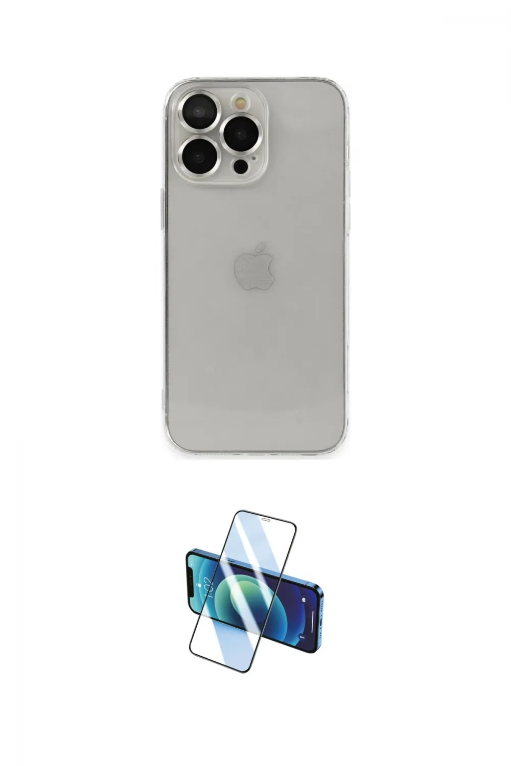 ieg™ iPhone 13 Pro Max Kılıf Ufuk Minimal Özel Seri - Siyah 3D Antistatik Cam Ekran Koruyucu
