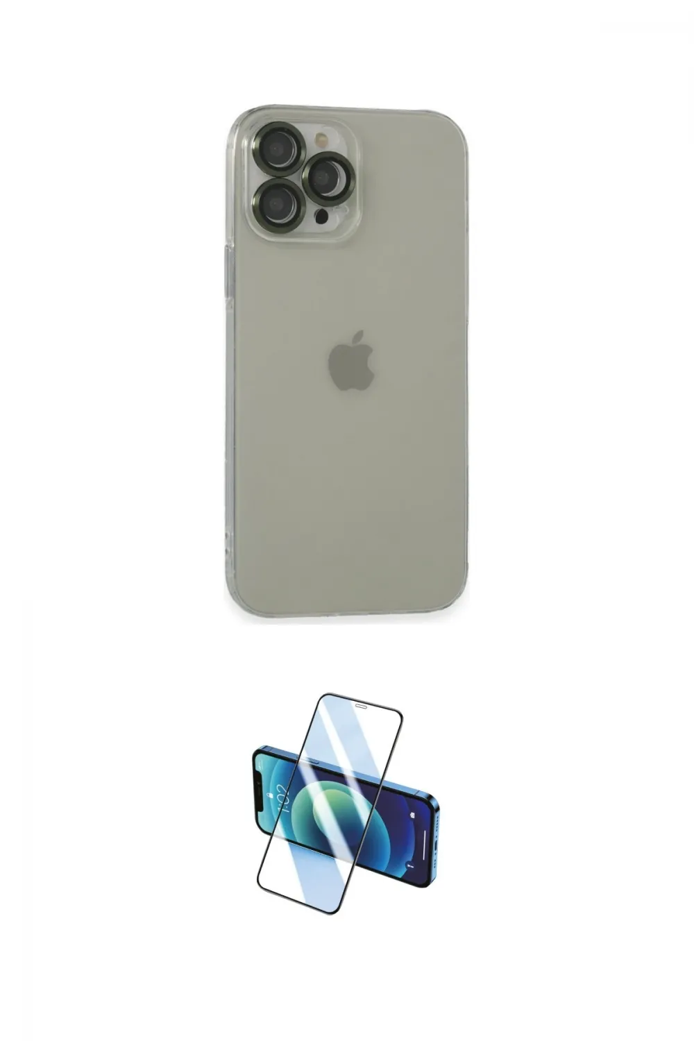 ieg™ iPhone 13 Pro Max Kılıf Ufuk Minimal Özel Seri - Siyah 3D Antistatik Cam Ekran Koruyucu