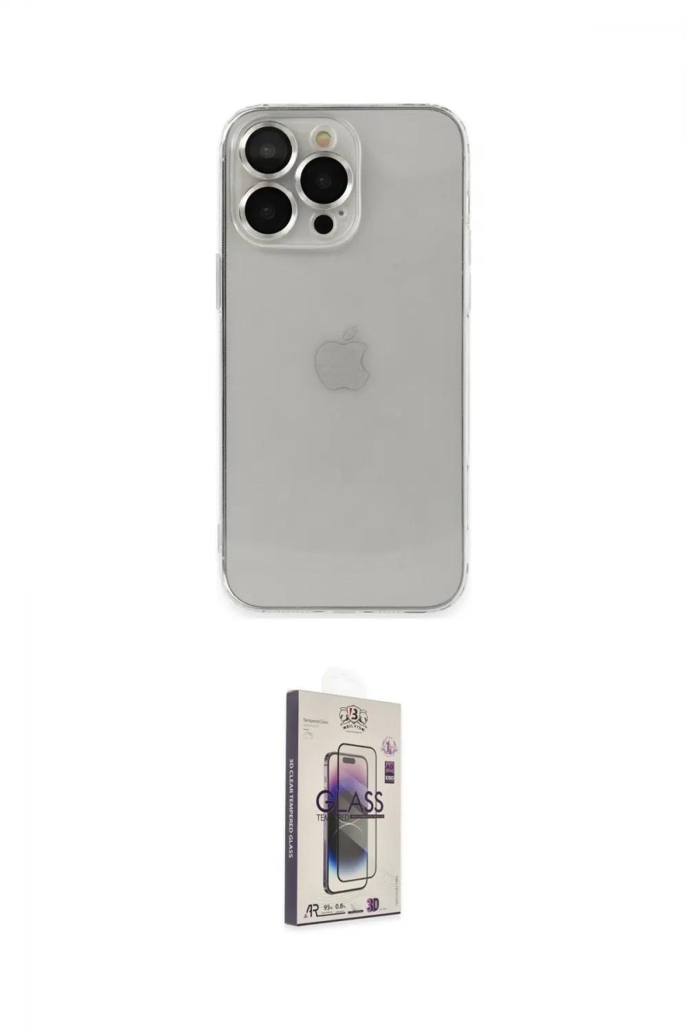 ieg™ iPhone 13 Pro Max Kılıf Ufuk Minimal Özel Seri - Siyah Bilvis 3D Cam Ekran Koruyucu