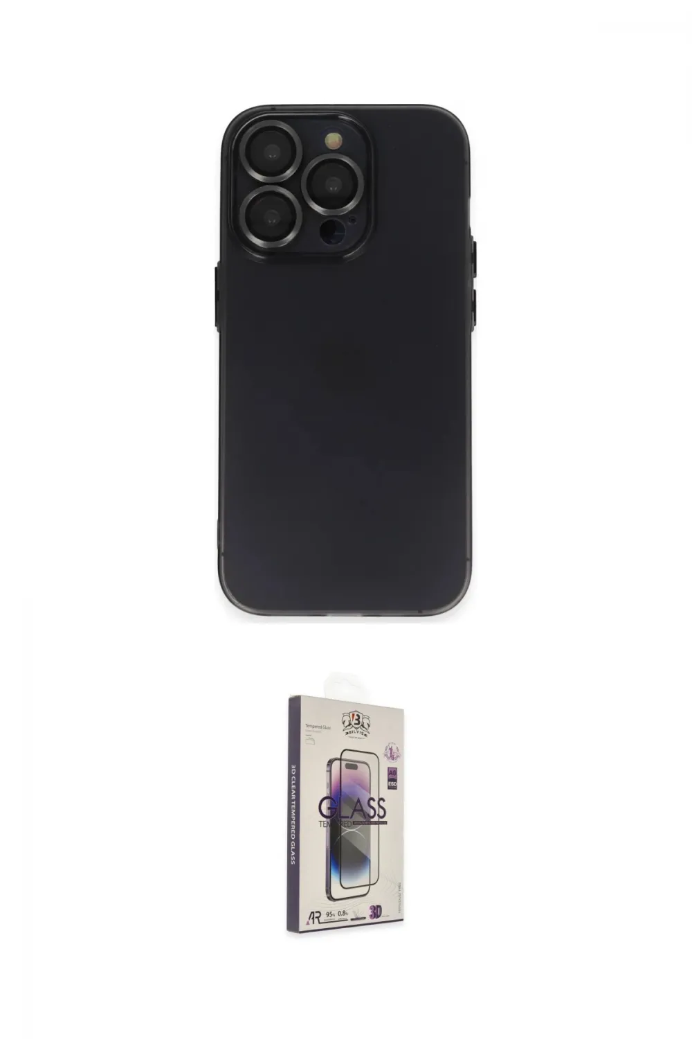 ieg™ iPhone 13 Pro Max Kılıf Ufuk Minimal Özel Seri - Siyah Bilvis 3D Cam Ekran Koruyucu