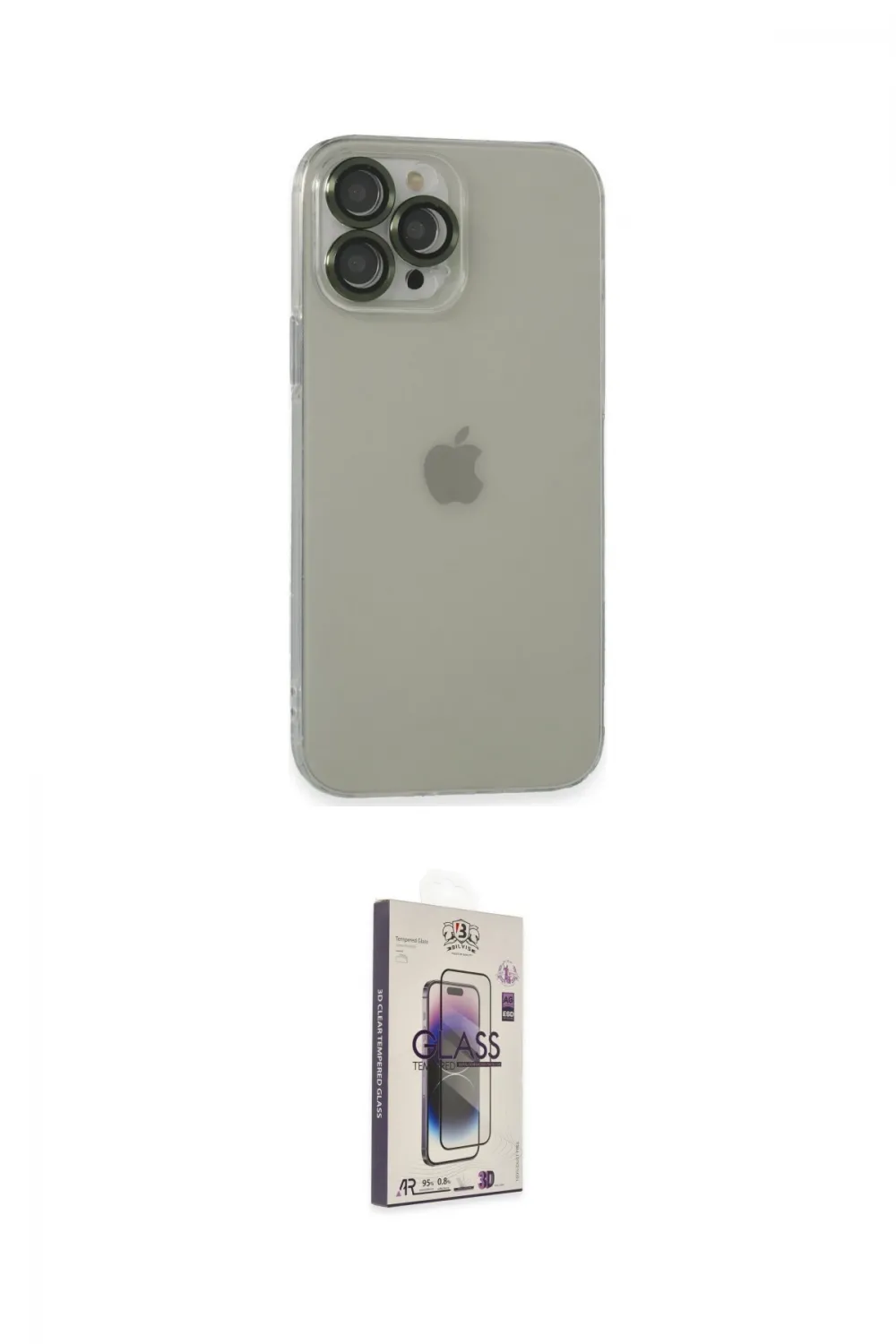 ieg™ iPhone 13 Pro Max Kılıf Ufuk Minimal Özel Seri - Siyah Bilvis 3D Cam Ekran Koruyucu