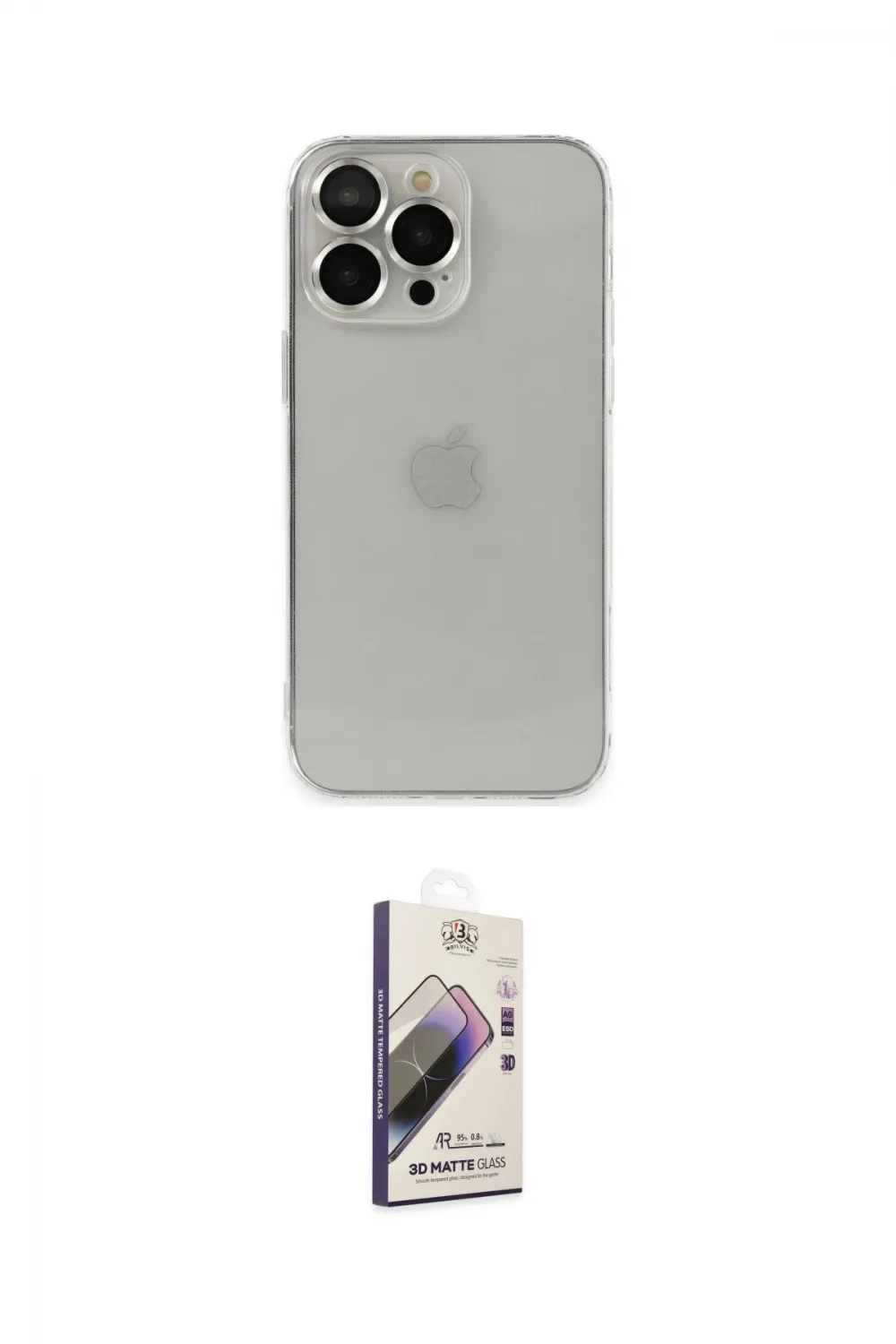 ieg™ iPhone 13 Pro Max Kılıf Ufuk Minimal Özel Seri - Siyah Bilvis 3D Mat Cam Ekran Koruyucu
