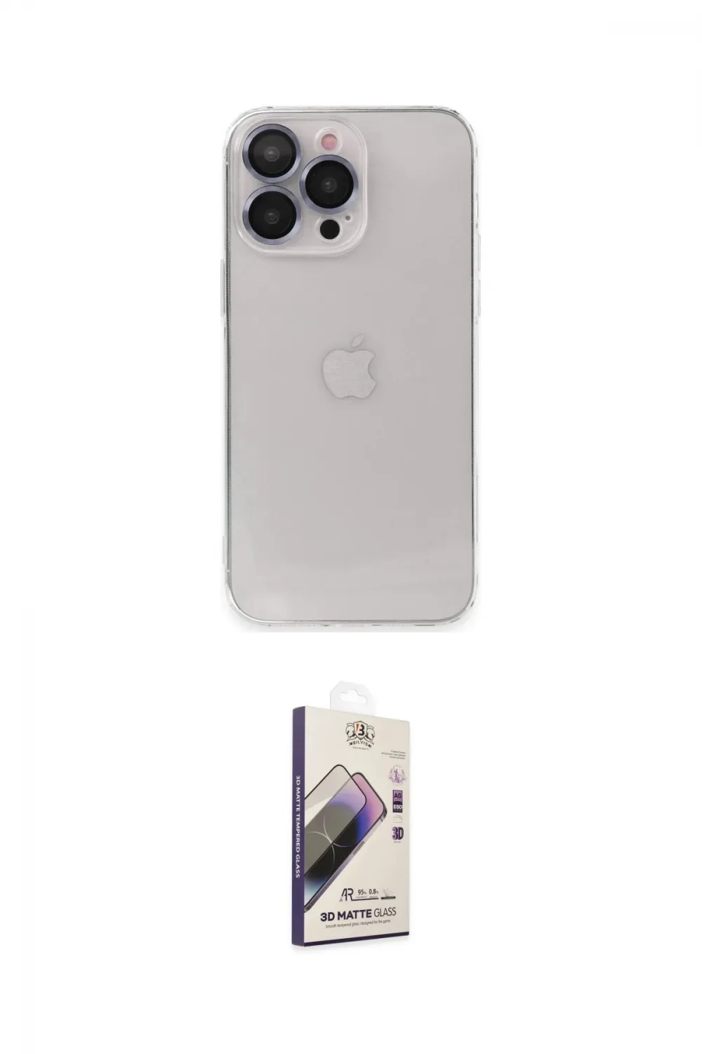 ieg™ iPhone 13 Pro Max Kılıf Ufuk Minimal Özel Seri - Siyah Bilvis 3D Mat Cam Ekran Koruyucu