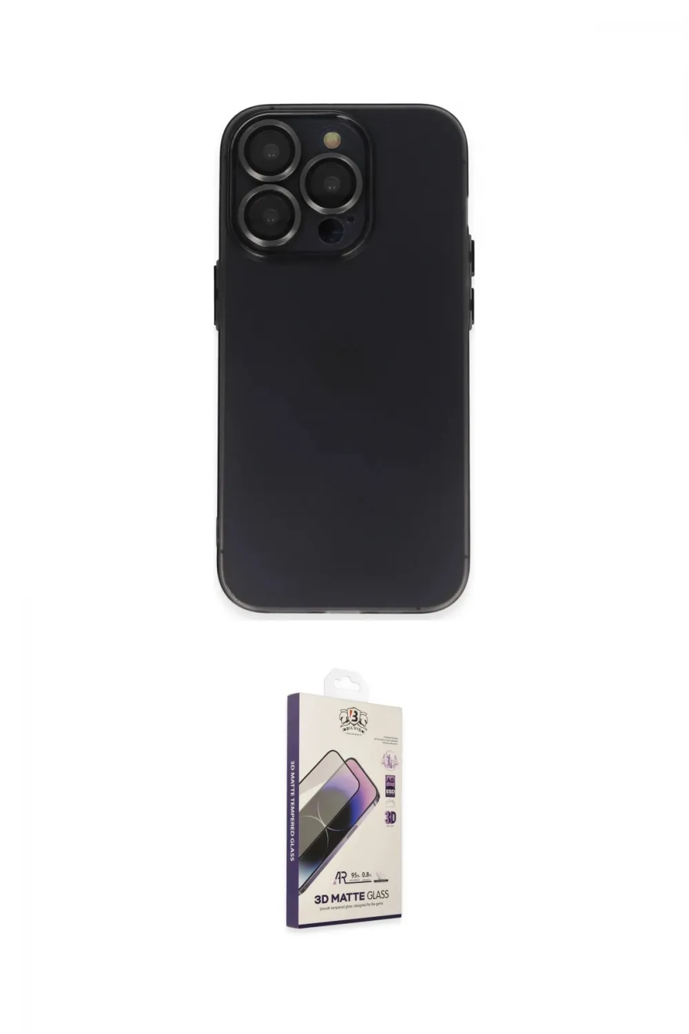 ieg™ iPhone 13 Pro Max Kılıf Ufuk Minimal Özel Seri - Siyah Bilvis 3D Mat Cam Ekran Koruyucu