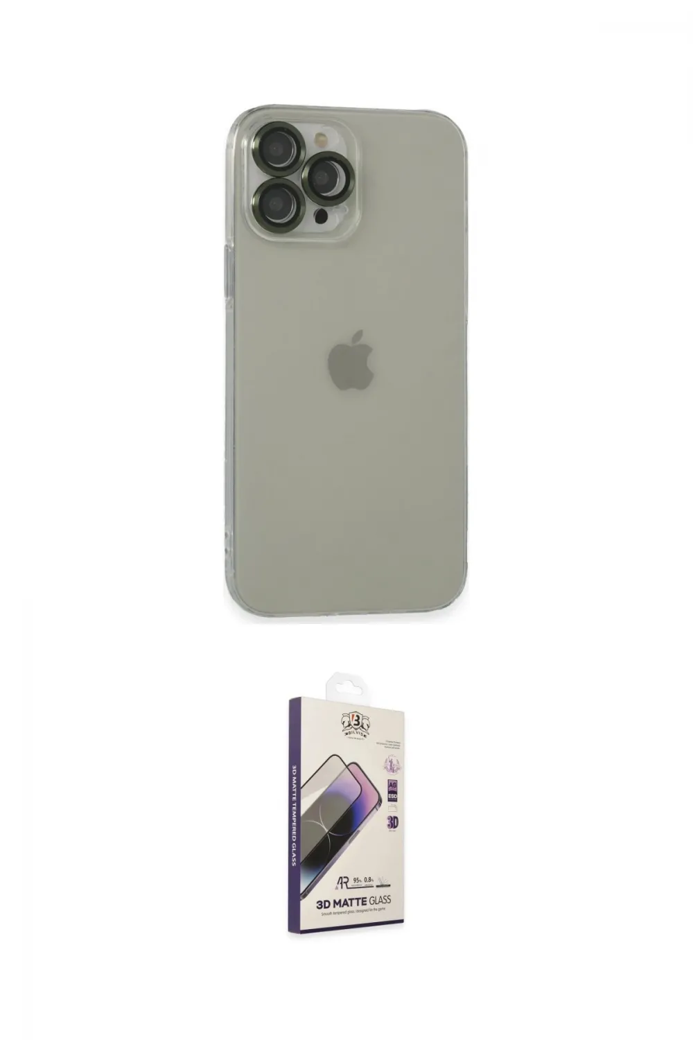 ieg™ iPhone 13 Pro Max Kılıf Ufuk Minimal Özel Seri - Siyah Bilvis 3D Mat Cam Ekran Koruyucu