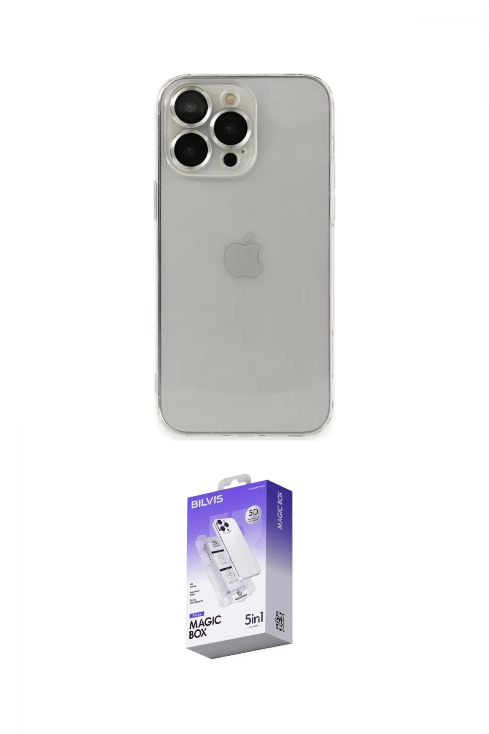 ieg™ iPhone 13 Pro Max Kılıf Ufuk Minimal Özel Seri - Siyah Bilvis 5in1 3D Magic Cam Ekran Koruyucu