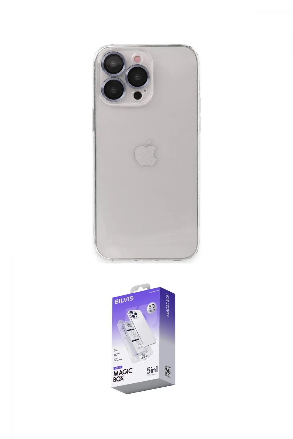 ieg™ iPhone 13 Pro Max Kılıf Ufuk Minimal Özel Seri - Siyah Bilvis 5in1 3D Magic Cam Ekran Koruyucu