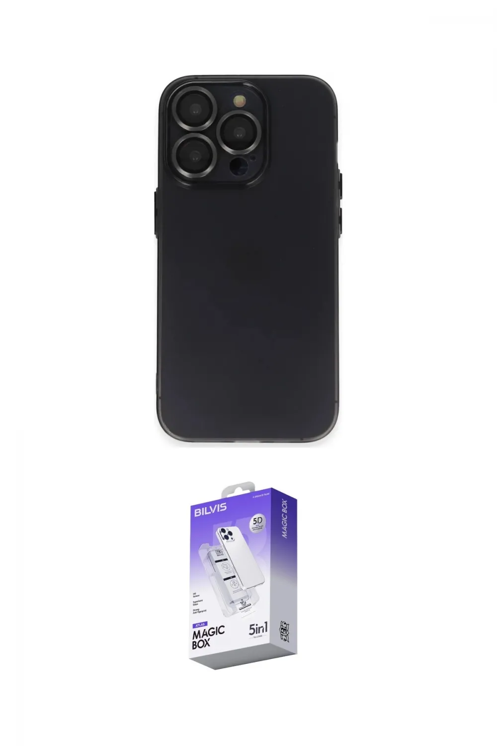 ieg™ iPhone 13 Pro Max Kılıf Ufuk Minimal Özel Seri - Siyah Bilvis 5in1 3D Magic Cam Ekran Koruyucu