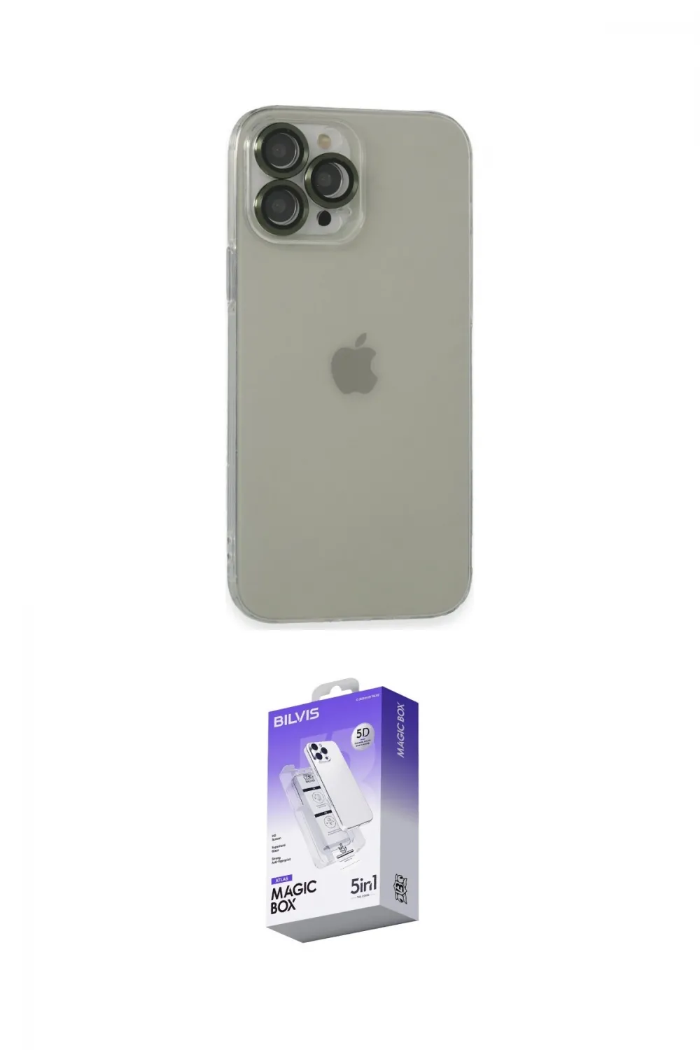 ieg™ iPhone 13 Pro Max Kılıf Ufuk Minimal Özel Seri - Siyah Bilvis 5in1 3D Magic Cam Ekran Koruyucu