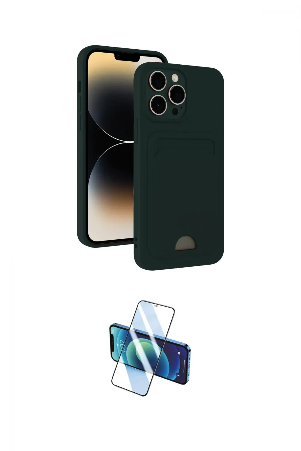 ieg™ iPhone 13 Pro Max Kılıf Vadi Çizgi Prime - Siyah 3D Antistatik Cam Ekran Koruyucu