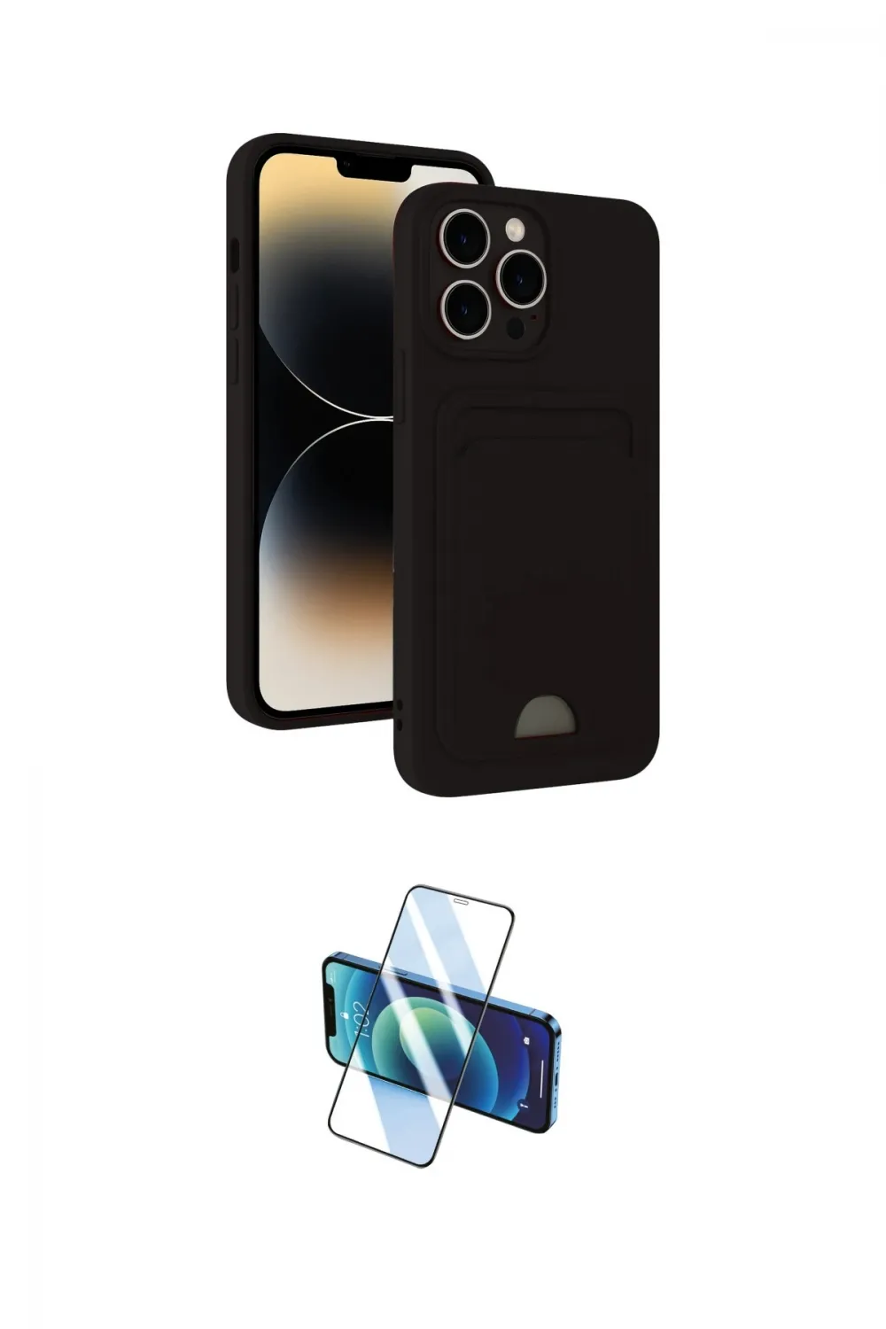 ieg™ iPhone 13 Pro Max Kılıf Vadi Çizgi Prime - Siyah 3D Antistatik Cam Ekran Koruyucu