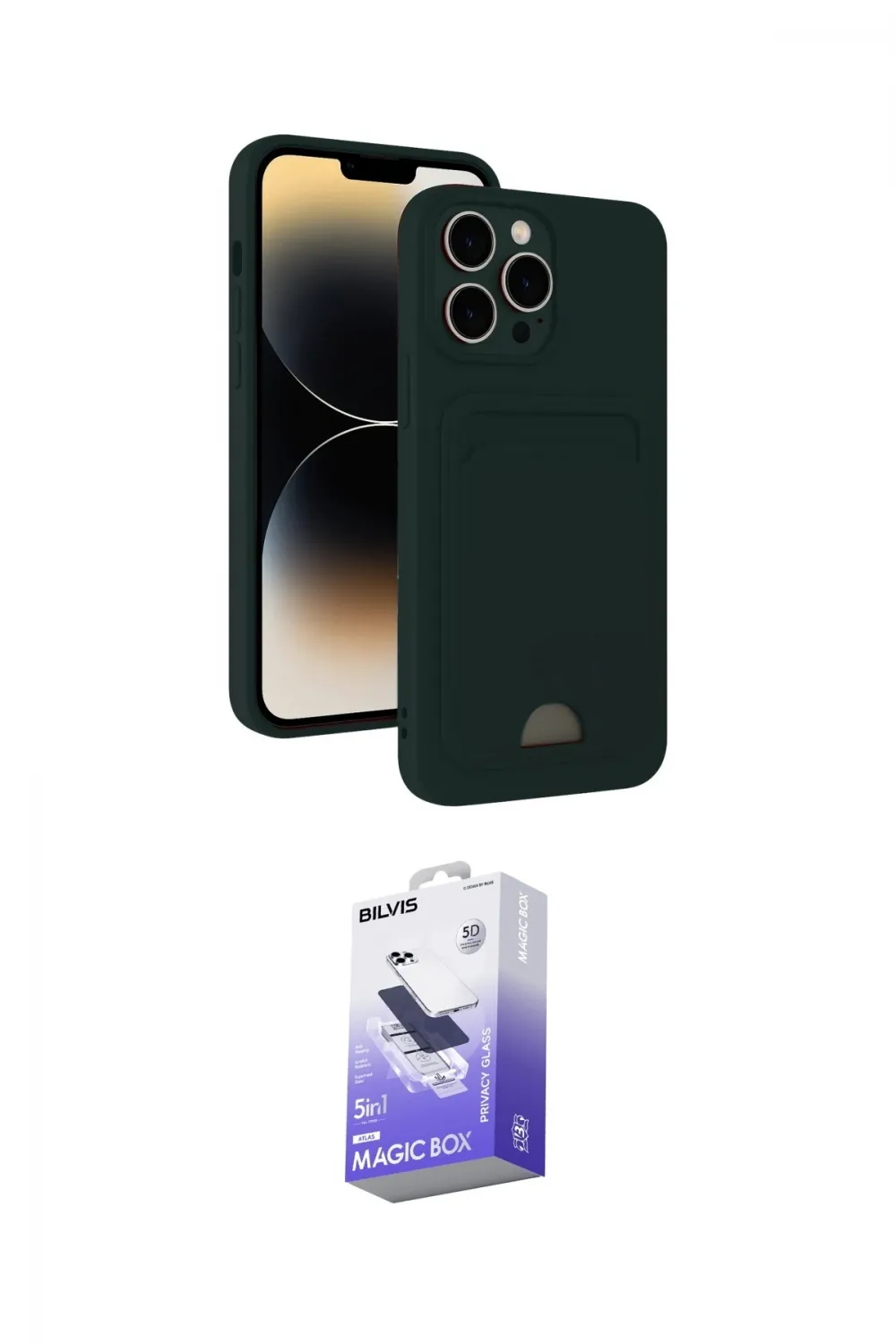 ieg™ iPhone 13 Pro Max Kılıf Vadi Çizgi Prime - Siyah Bilvis 5in1 5D Magic Hayalet Cam Ekran Koruyucu