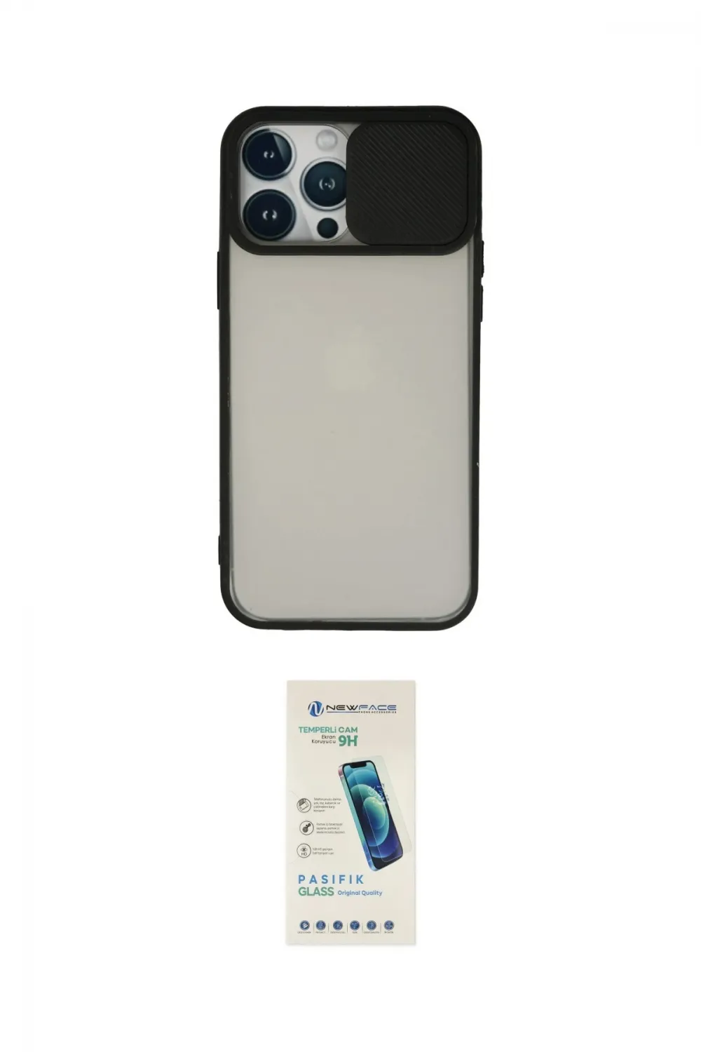 ieg™ iPhone 13 Pro Max Kılıf Vadi Çizgi - Şeffaf Pasifik Cam Ekran Koruyucu