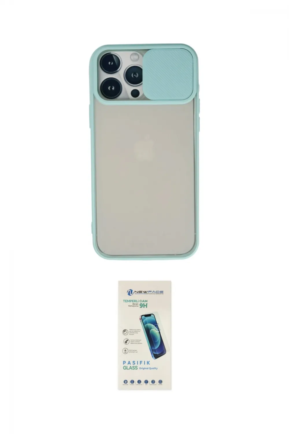 ieg™ iPhone 13 Pro Max Kılıf Vadi Çizgi - Şeffaf Pasifik Cam Ekran Koruyucu