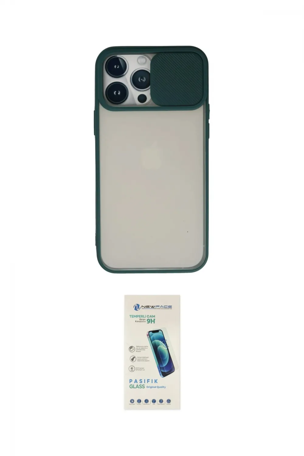 ieg™ iPhone 13 Pro Max Kılıf Vadi Çizgi - Şeffaf Pasifik Cam Ekran Koruyucu