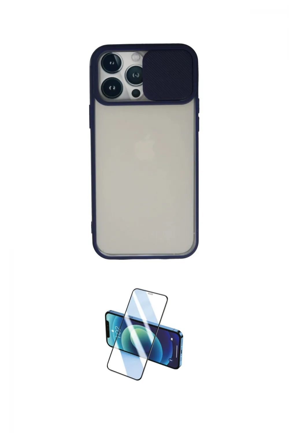 ieg™ iPhone 13 Pro Max Kılıf Vadi Çizgi - Siyah 3D Antistatik Cam Ekran Koruyucu