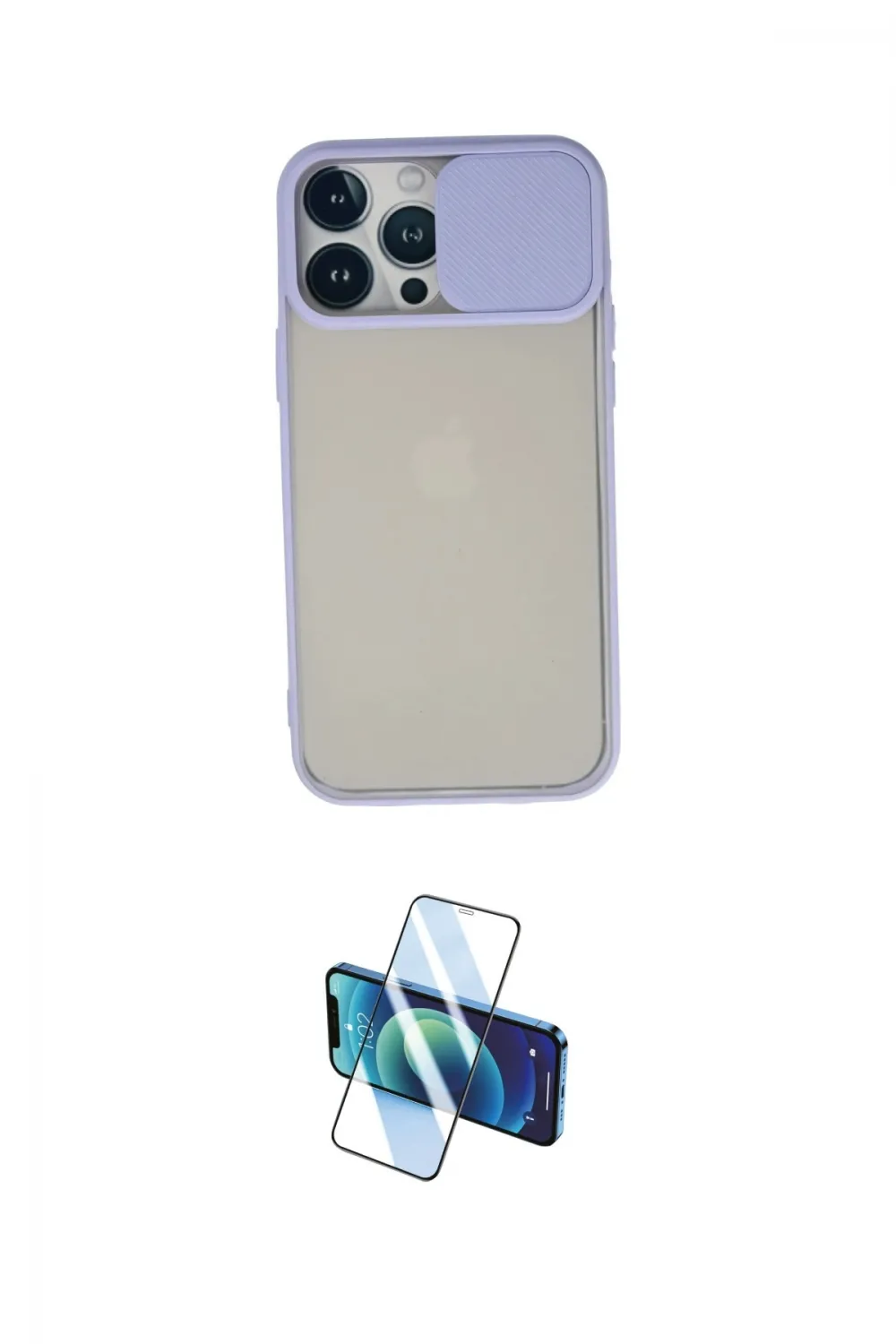 ieg™ iPhone 13 Pro Max Kılıf Vadi Çizgi - Siyah 3D Antistatik Cam Ekran Koruyucu