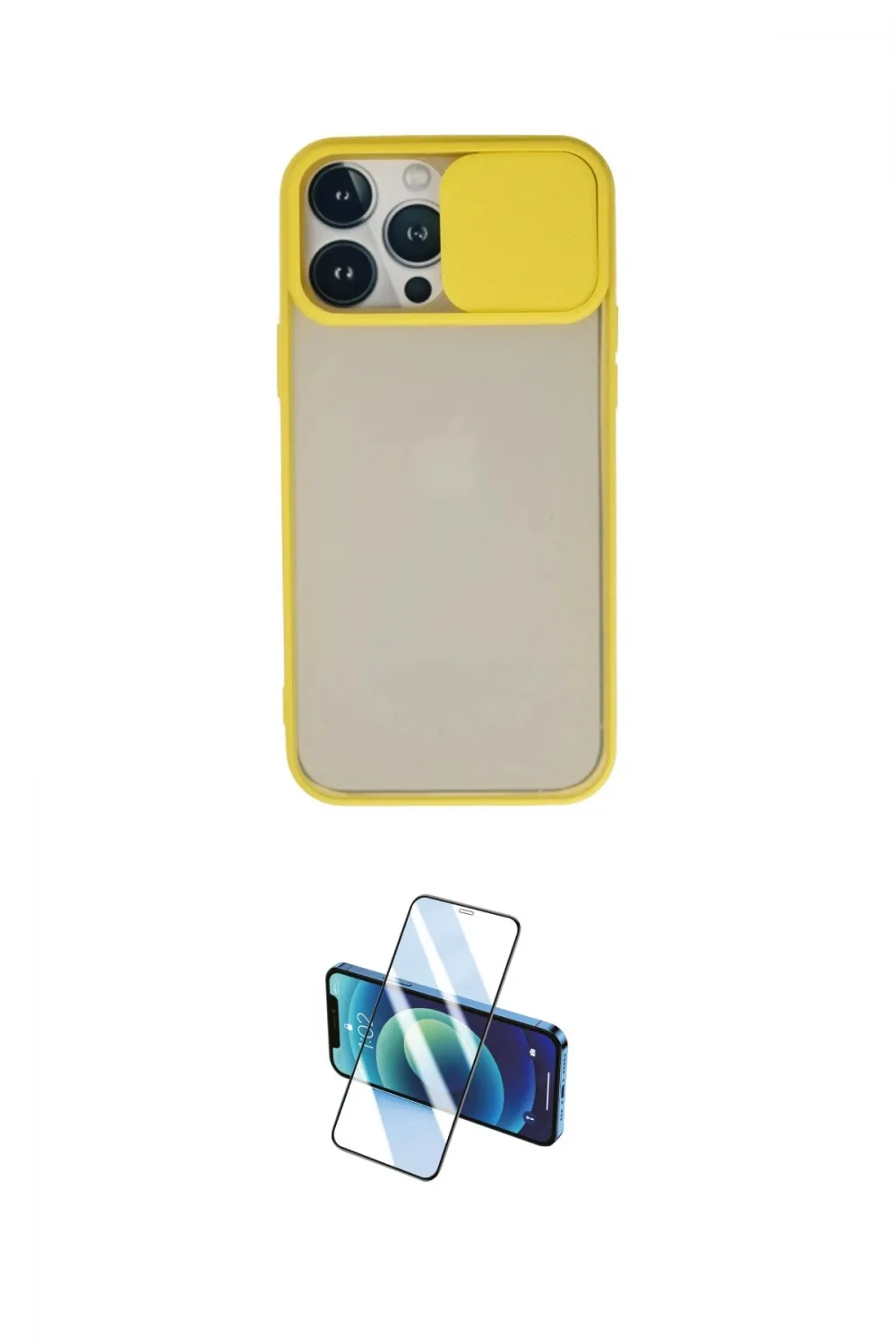 ieg™ iPhone 13 Pro Max Kılıf Vadi Çizgi - Siyah 3D Antistatik Cam Ekran Koruyucu