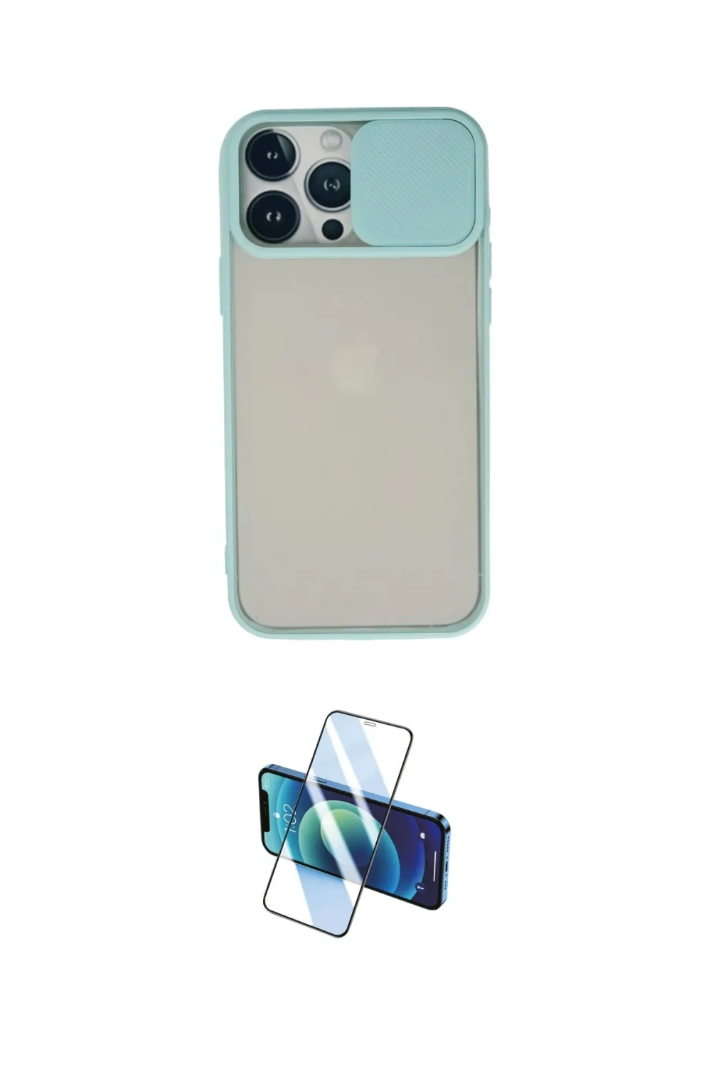 ieg™ iPhone 13 Pro Max Kılıf Vadi Çizgi - Siyah 3D Antistatik Cam Ekran Koruyucu