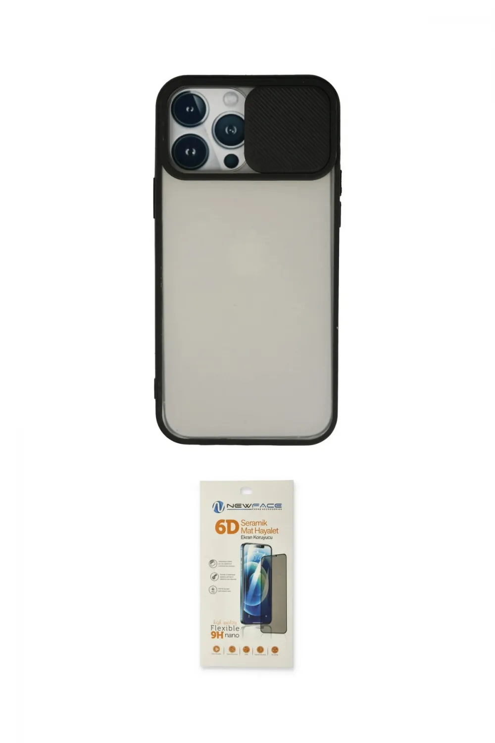 ieg™ iPhone 13 Pro Max Kılıf Vadi Çizgi - Siyah 6D Mat Seramik Hayalet Nano Ekran Koruyucu