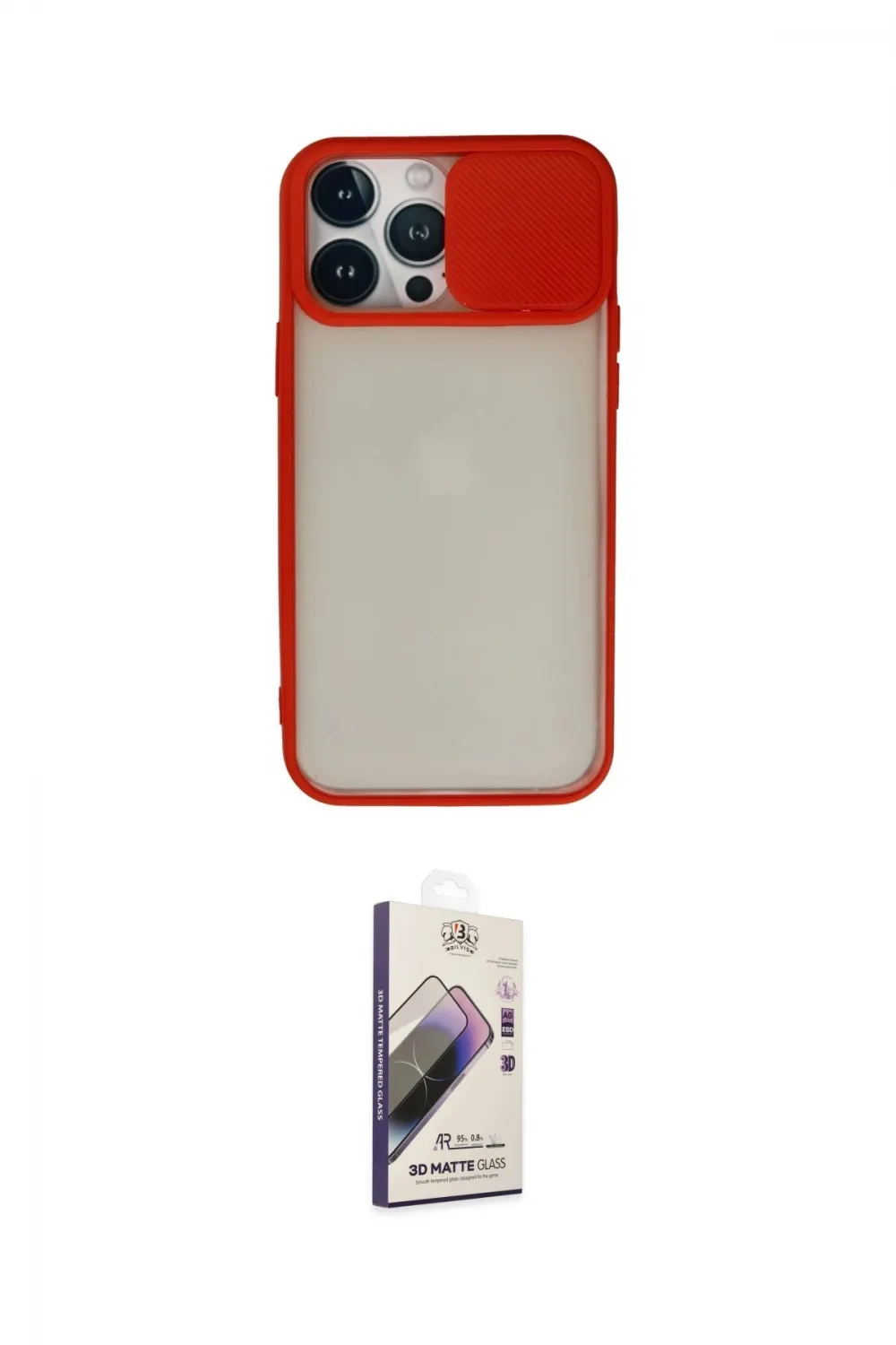 ieg™ iPhone 13 Pro Max Kılıf Vadi Çizgi - Siyah Bilvis 3D Mat Cam Ekran Koruyucu