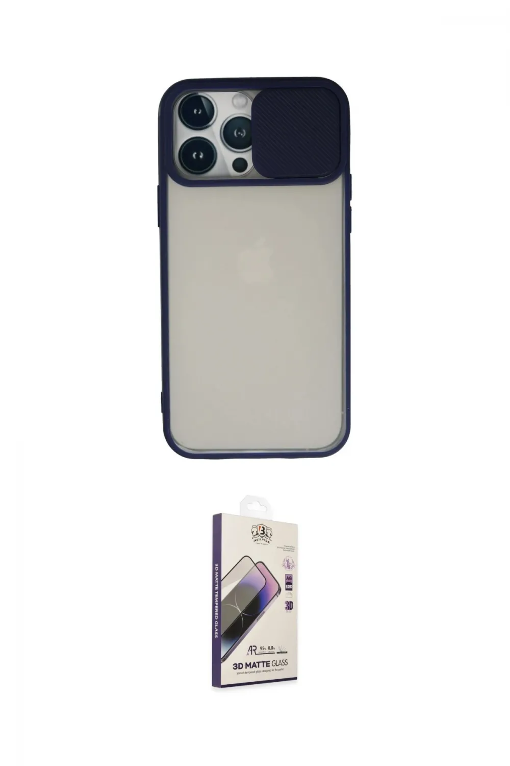ieg™ iPhone 13 Pro Max Kılıf Vadi Çizgi - Siyah Bilvis 3D Mat Cam Ekran Koruyucu