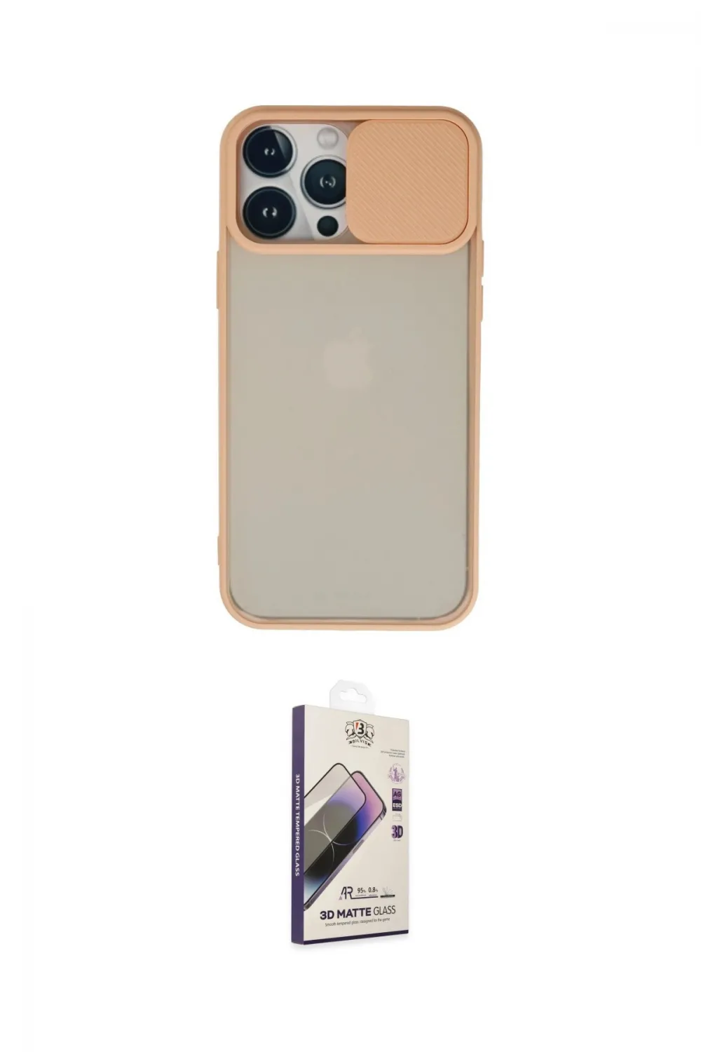 ieg™ iPhone 13 Pro Max Kılıf Vadi Çizgi - Siyah Bilvis 3D Mat Cam Ekran Koruyucu