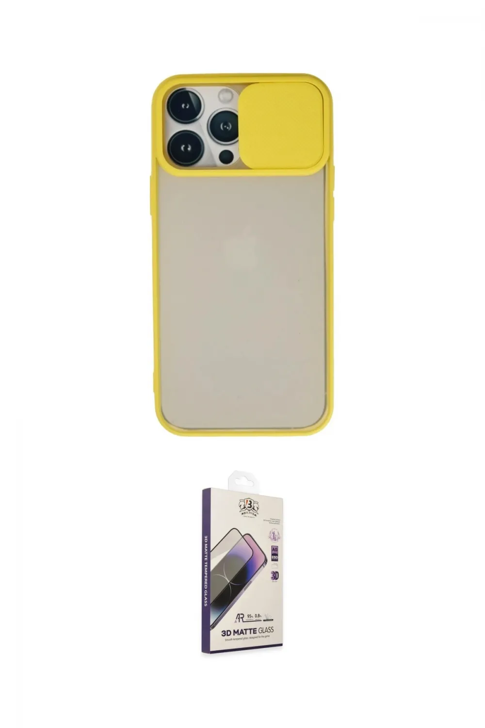 ieg™ iPhone 13 Pro Max Kılıf Vadi Çizgi - Siyah Bilvis 3D Mat Cam Ekran Koruyucu