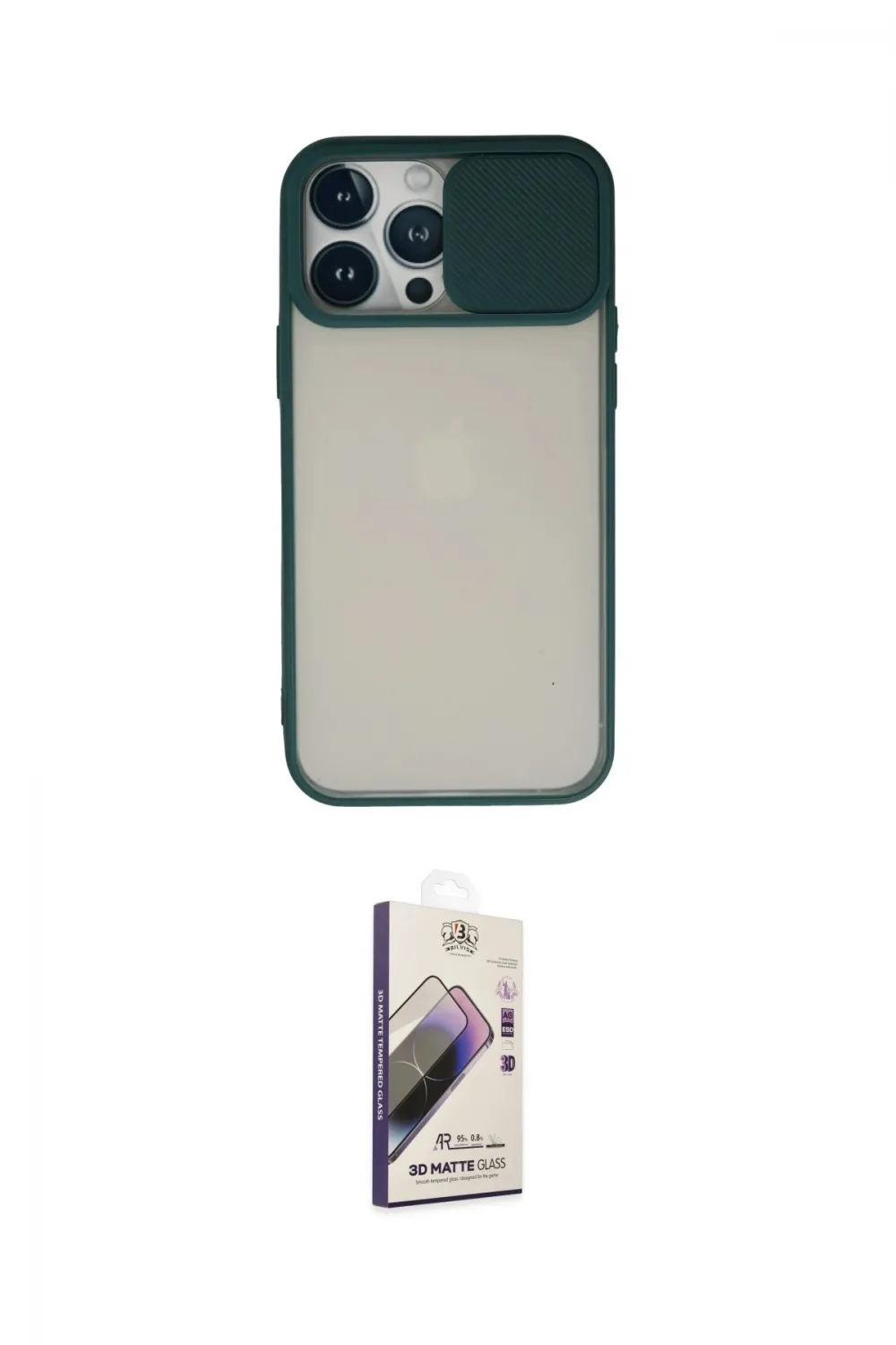 ieg™ iPhone 13 Pro Max Kılıf Vadi Çizgi - Siyah Bilvis 3D Mat Cam Ekran Koruyucu