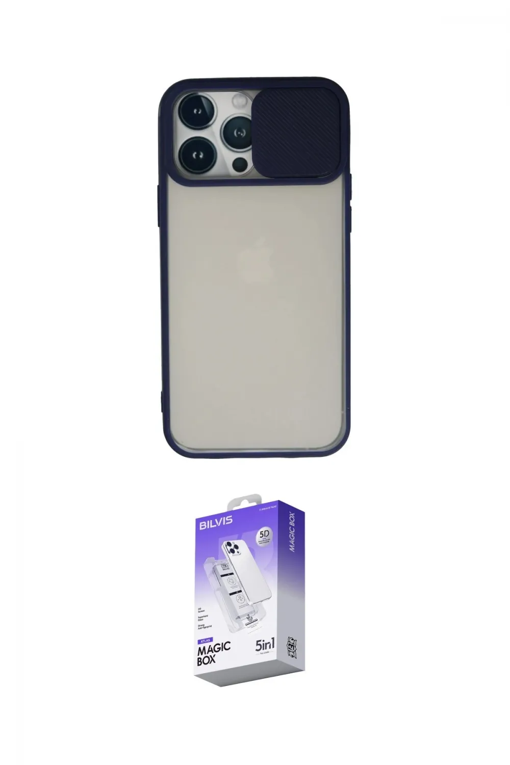 ieg™ iPhone 13 Pro Max Kılıf Vadi Çizgi - Siyah Bilvis 5in1 3D Magic Cam Ekran Koruyucu