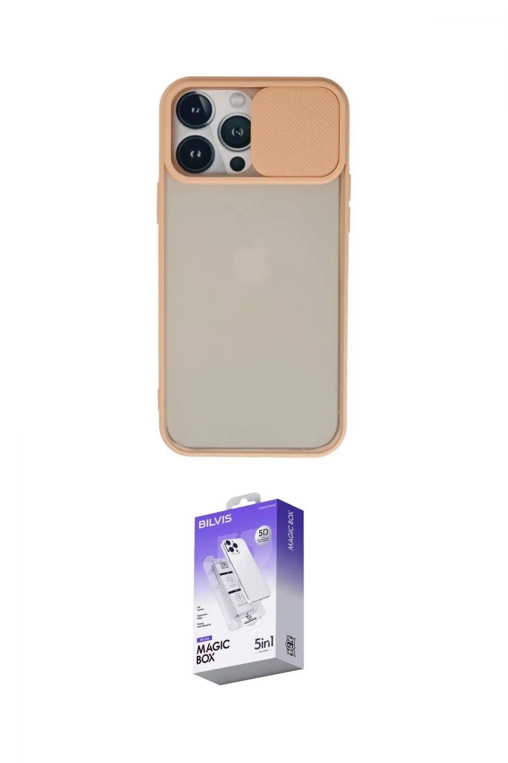 ieg™ iPhone 13 Pro Max Kılıf Vadi Çizgi - Siyah Bilvis 5in1 3D Magic Cam Ekran Koruyucu